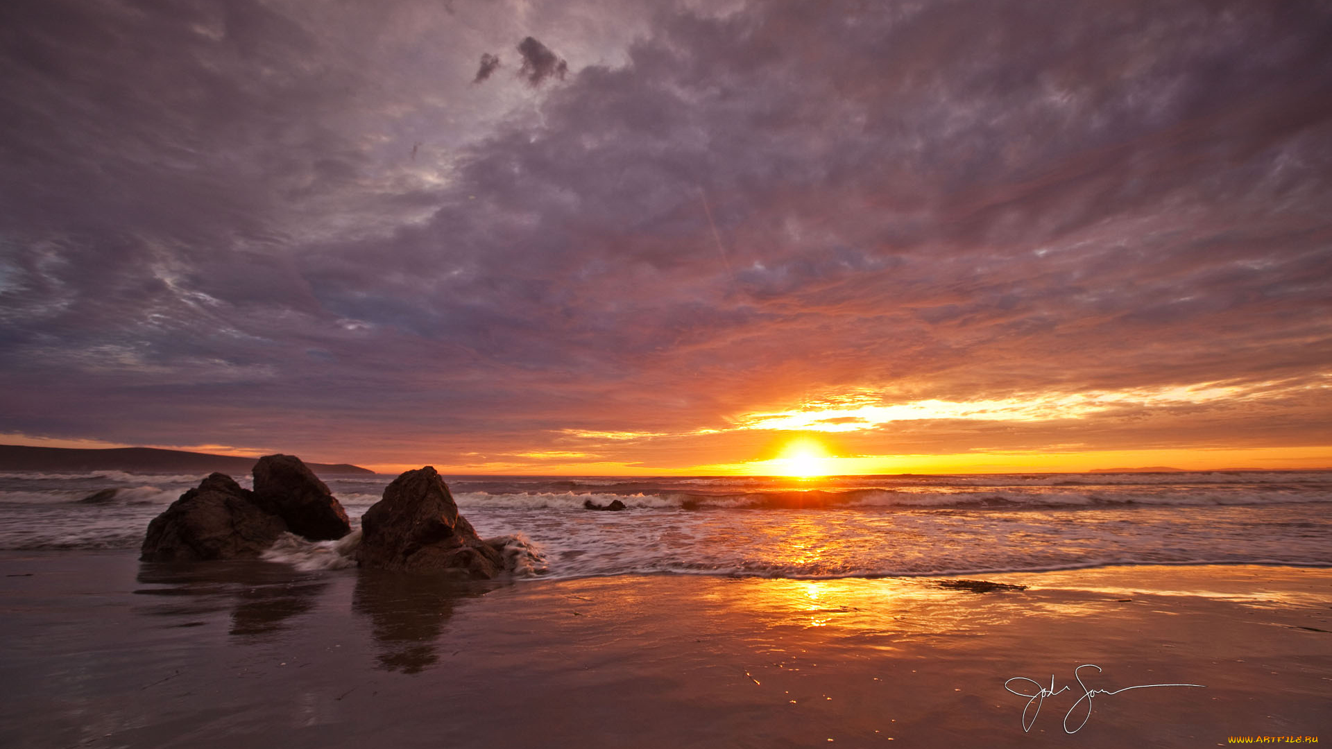 природа, восходы, закаты, камни, закат, море