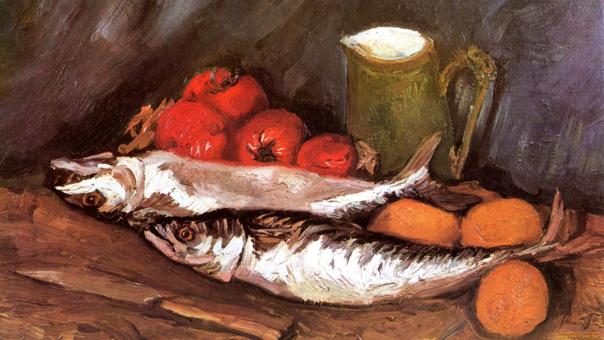 vincent, van, gogh, рисованные, помидор, селедка, томаты