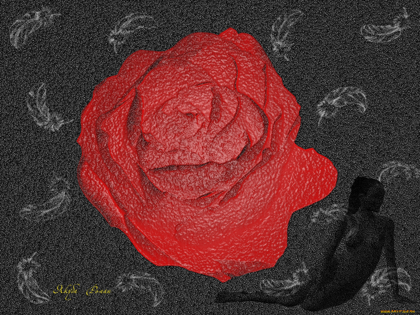 3д, графика, flowers, цветы, роза