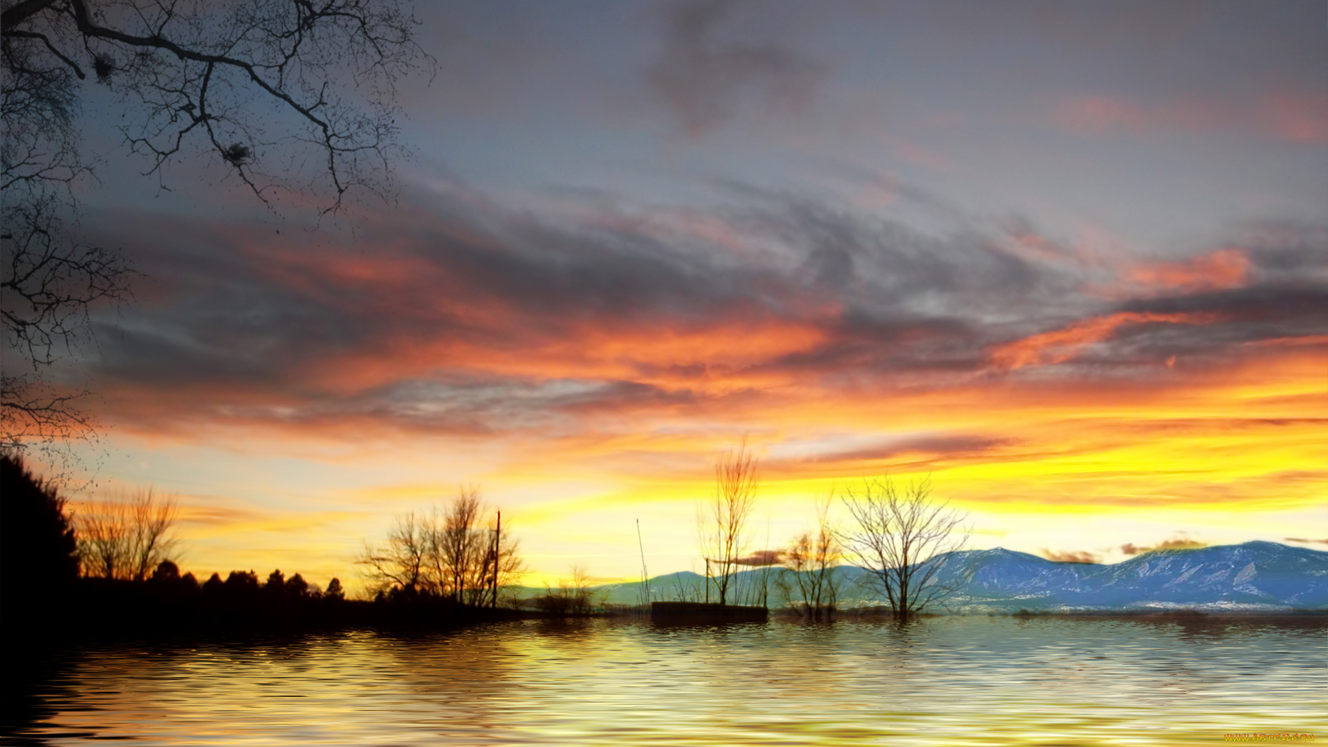 colorado, sundown, природа, восходы, закаты, тучи, горы, вечер, озеро