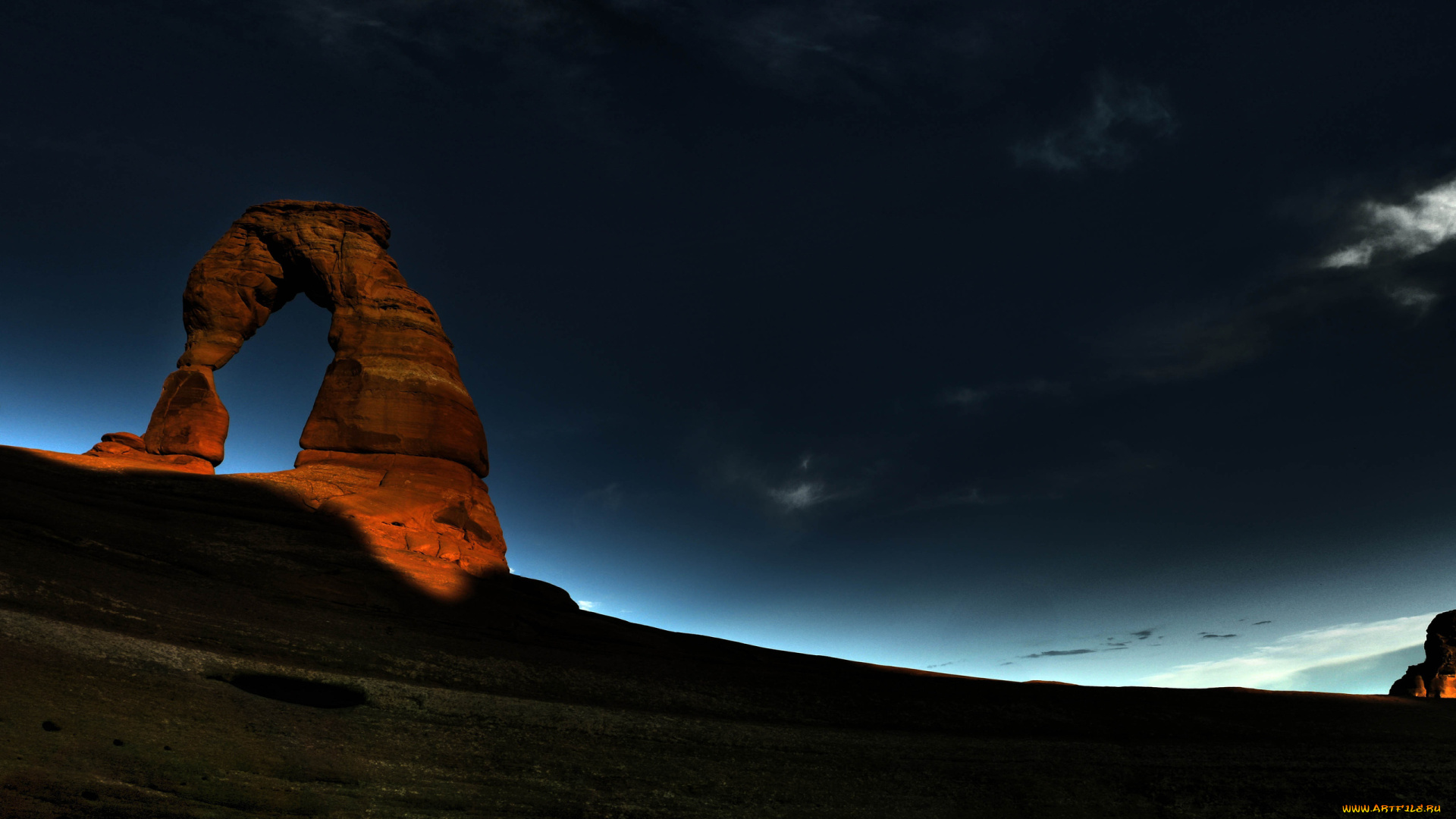 природа, горы, восход, арка, ночь, скала