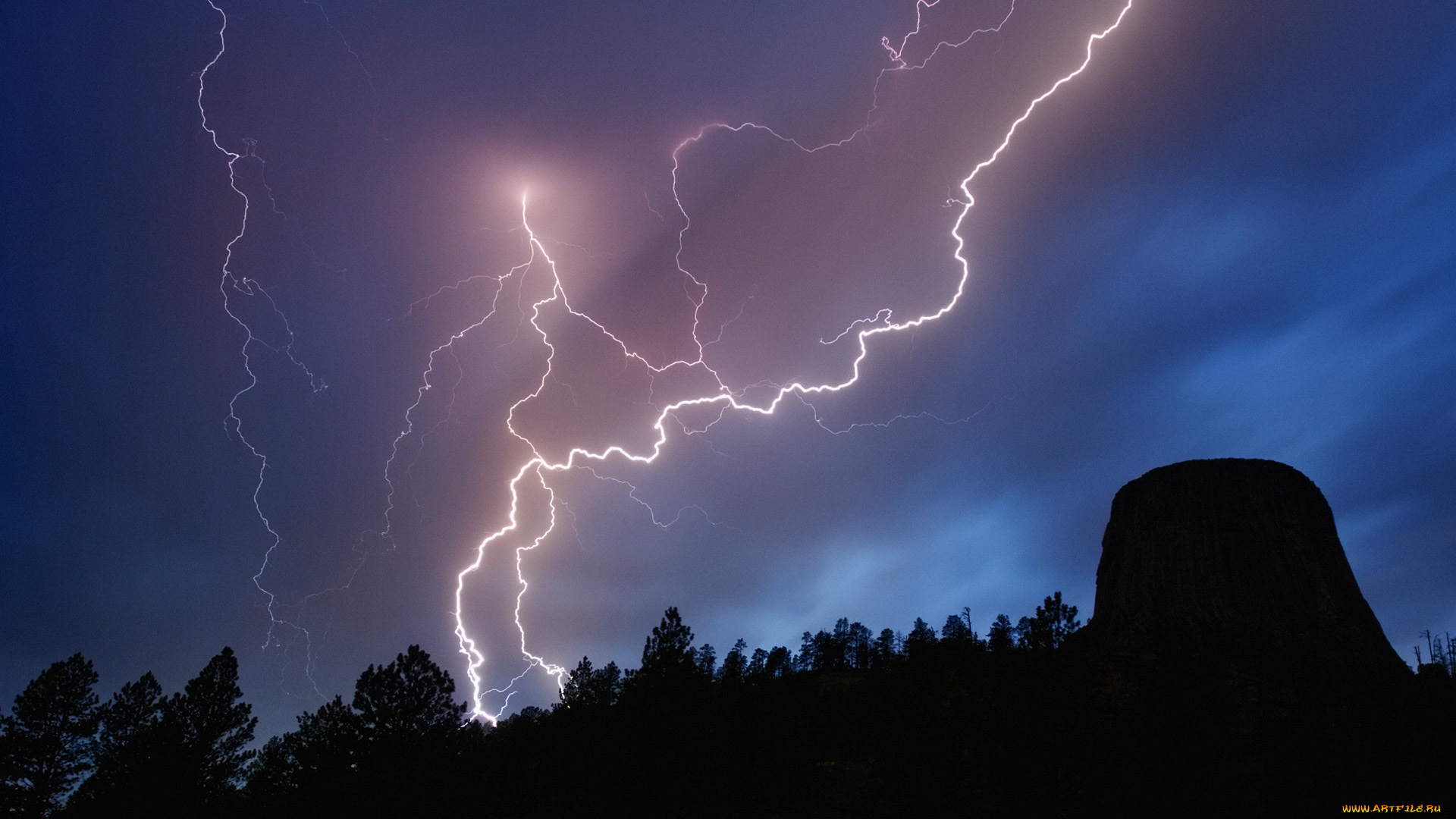 природа, молния, гроза, вечер