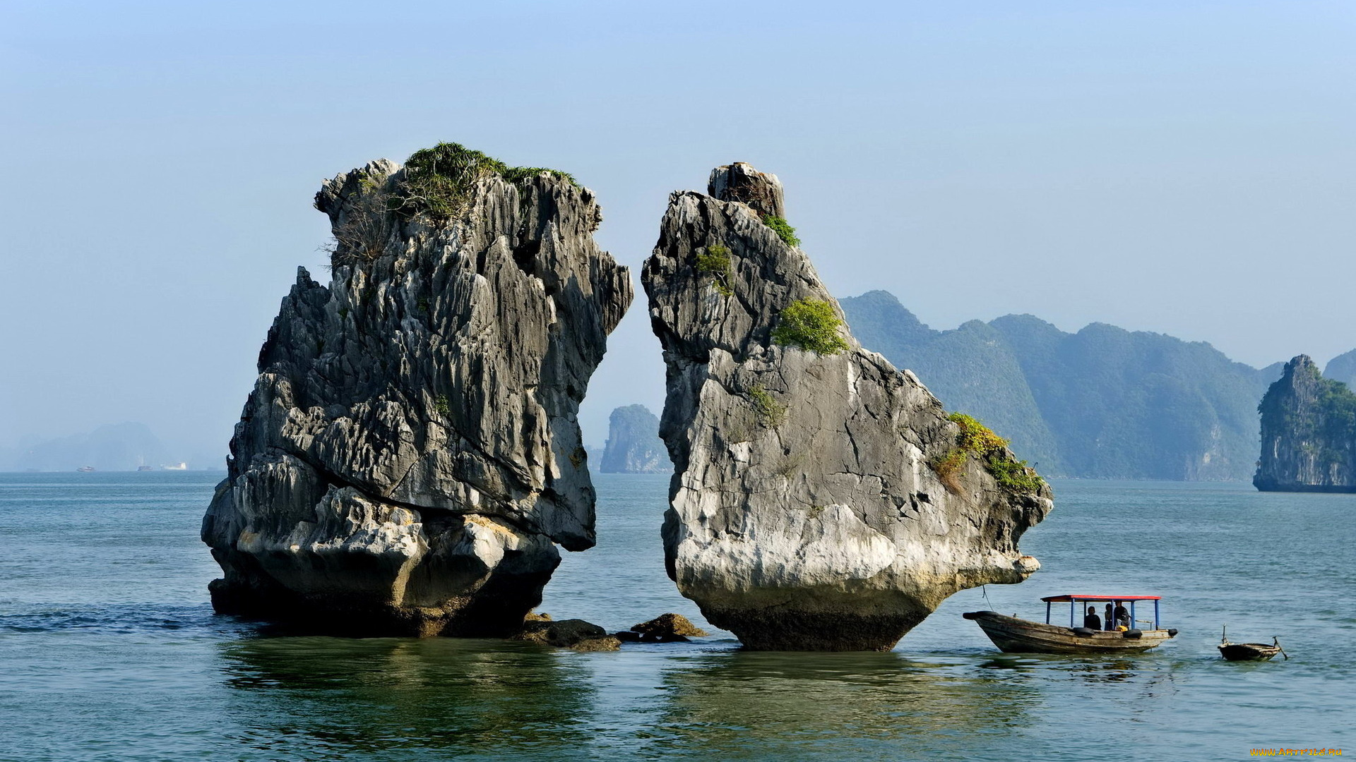 природа, побережье, лодка, море, скалы