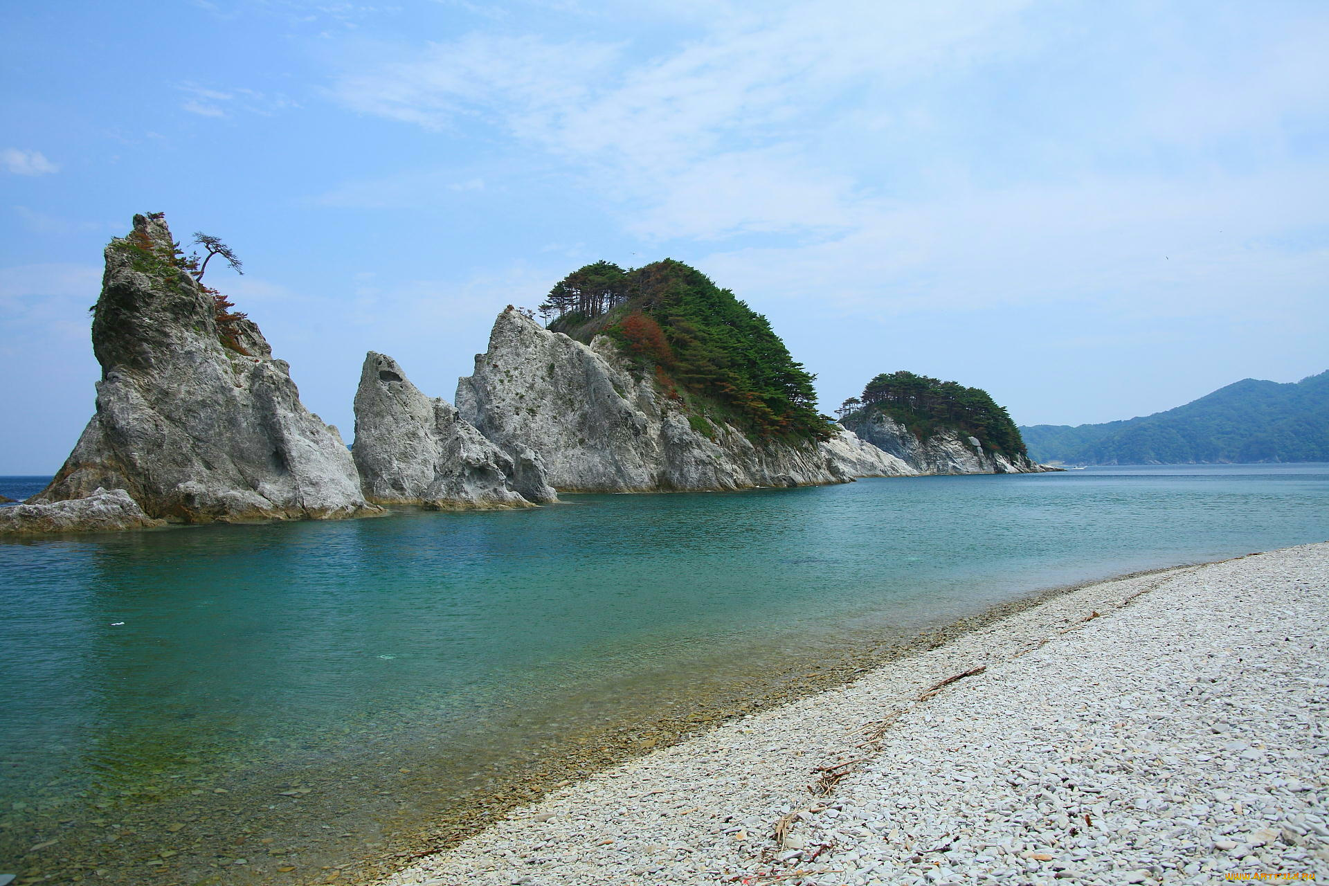 природа, побережье, скалы, вода, галька