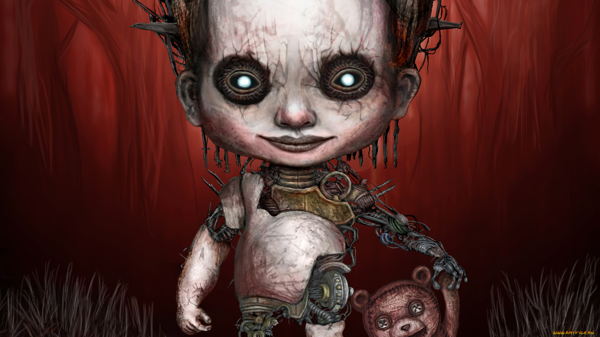 фэнтези, роботы, киборги, механизмы, медведь, кукла