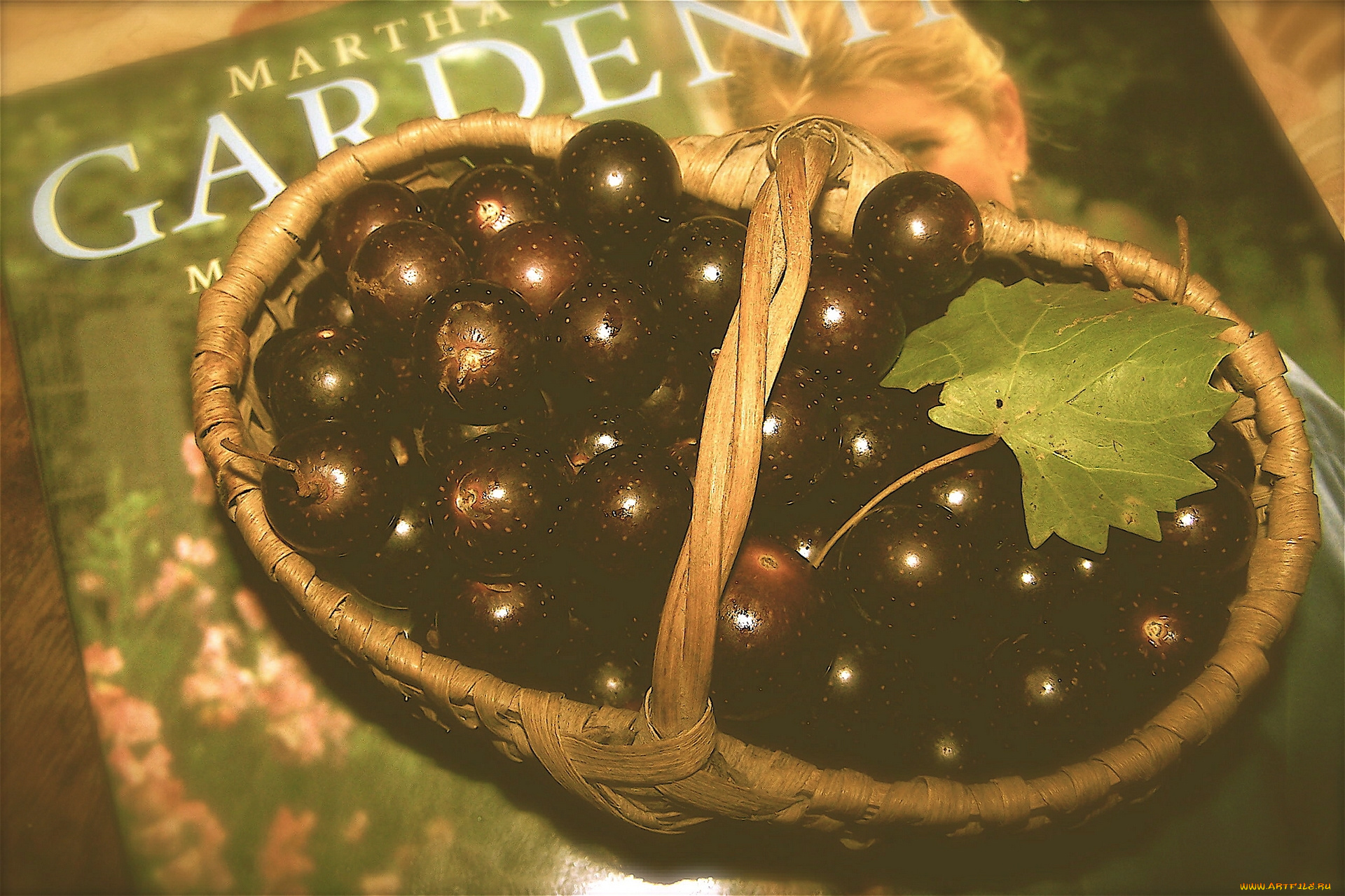 еда, виноград, лист, корзинка, мускатный