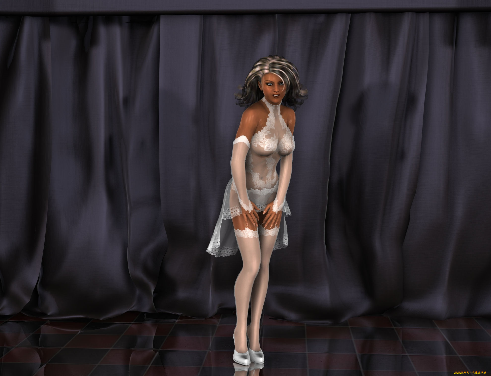 3д, графика, people, люди, девушка, платье