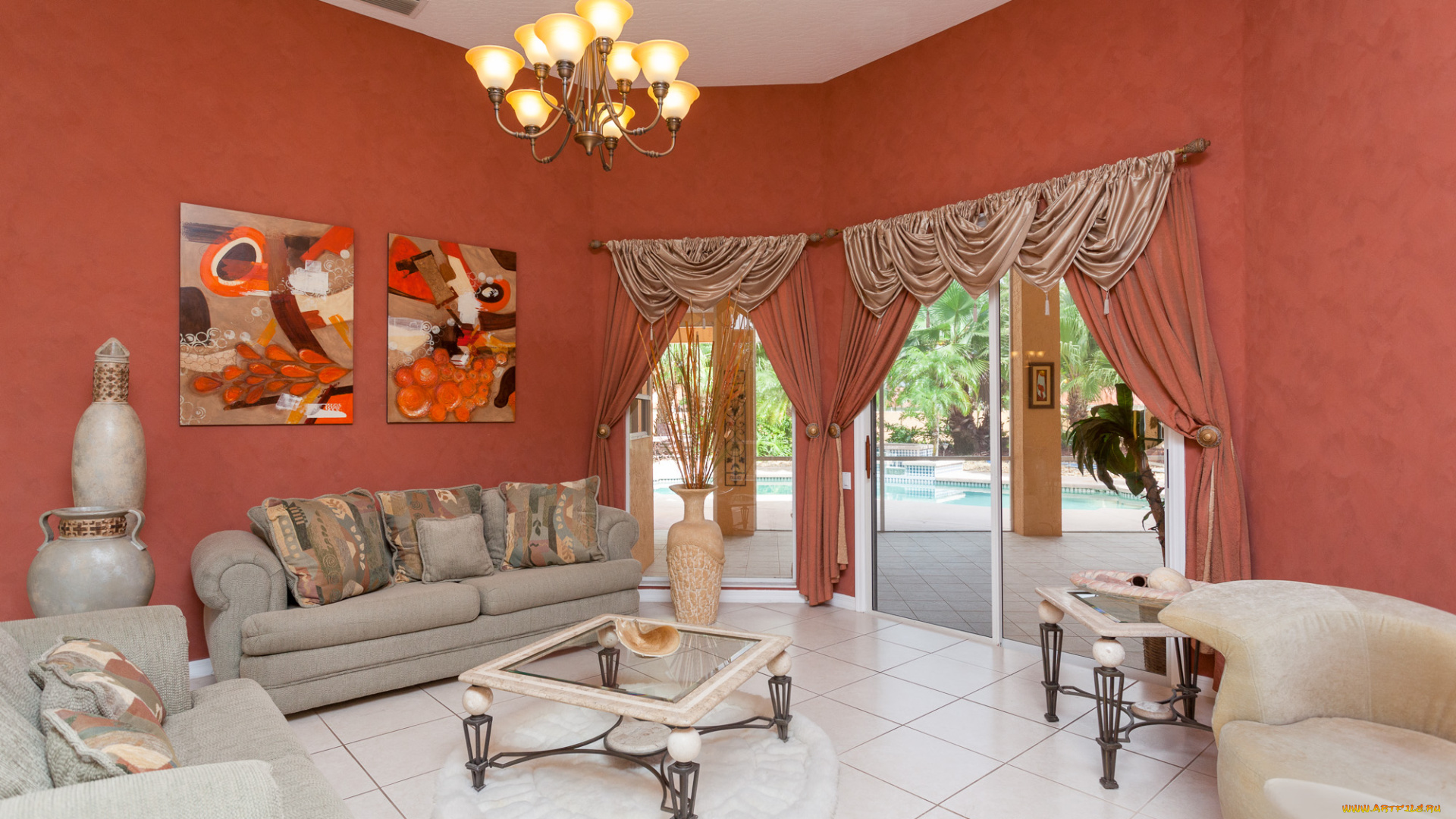 интерьер, гостиная, диван, дизайн