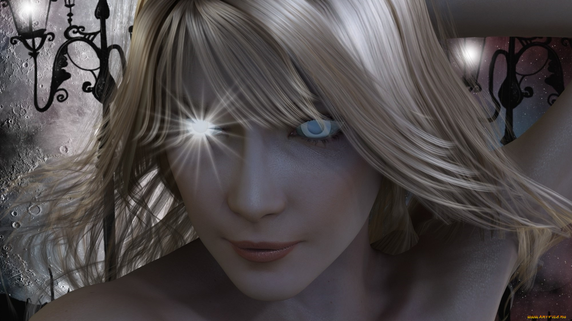 3д, графика, фантазия, , fantasy, девушка, взгляд, фон