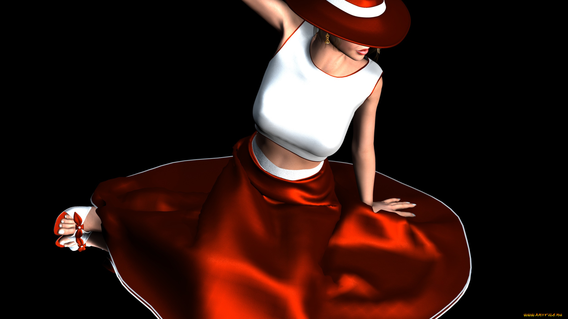 3д, графика, люди, , people, девушка, шляпа, юбка