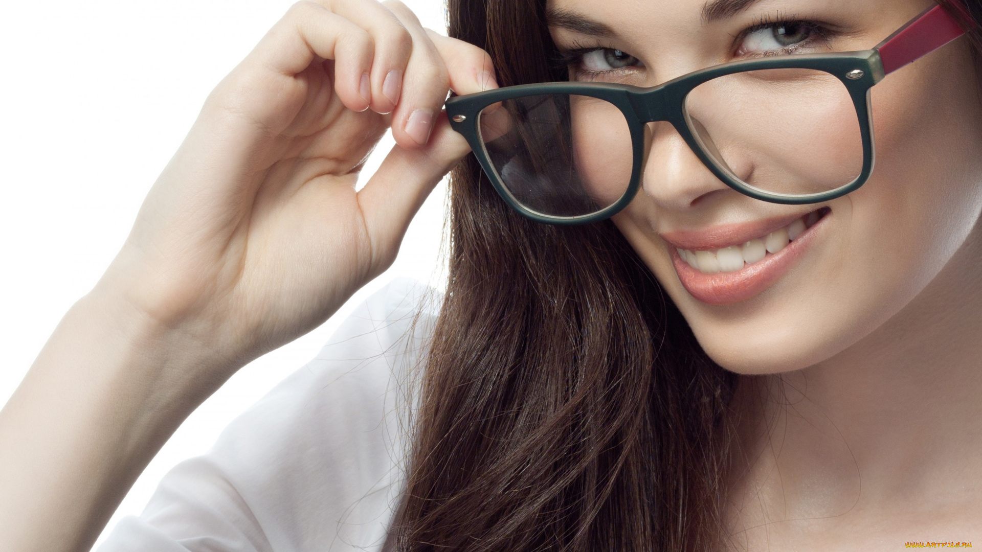 девушки, -unsort, , лица, , портреты, волосы, фон, очки, улыбка, взгляд, девушка