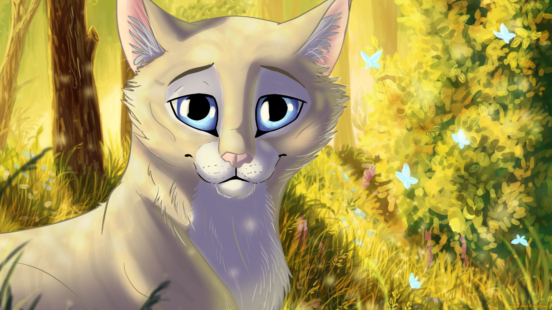 рисованное, животные, , коты, фон, взгляд, кот