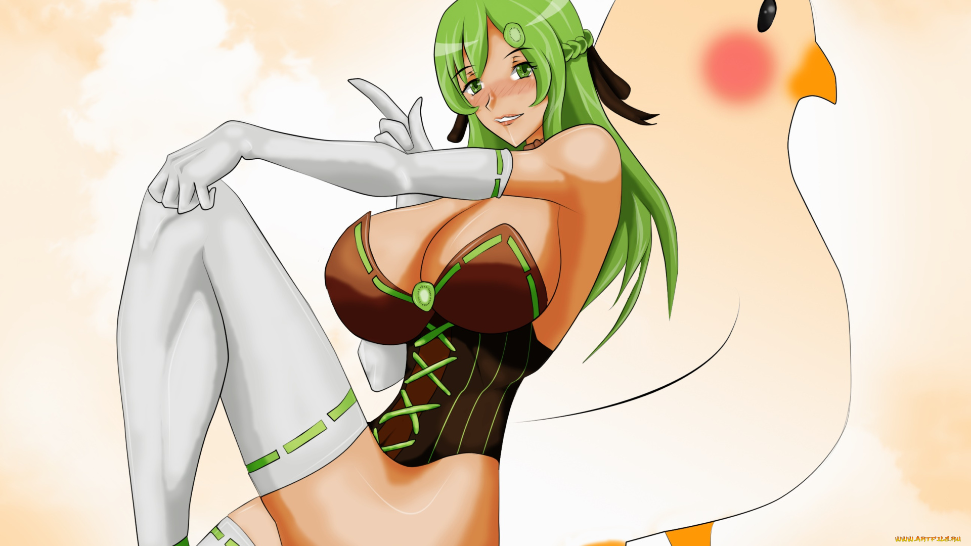 векторная, графика, девушки, , girls, девушка, взгляд, фон, птица