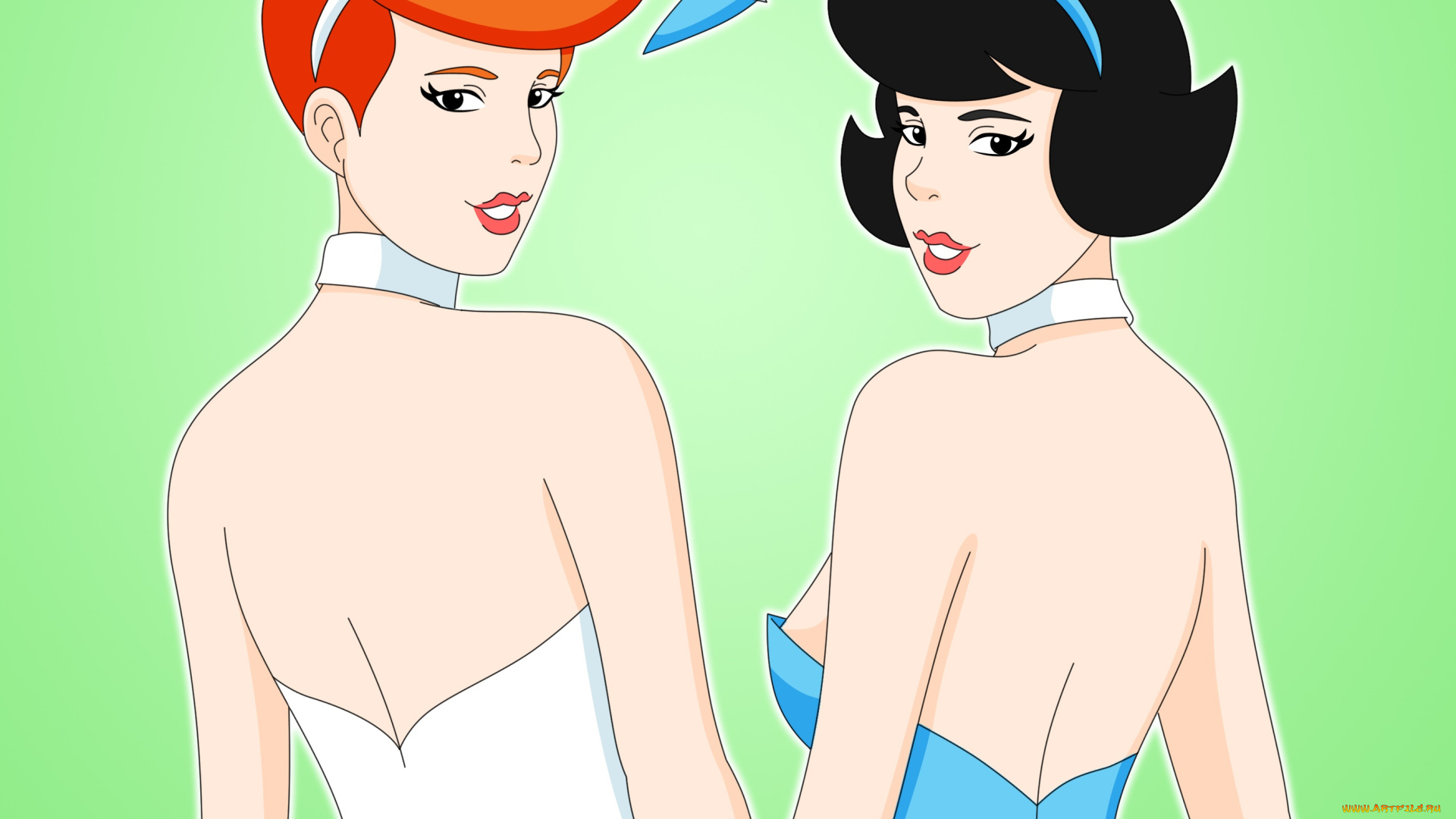 векторная, графика, девушки, , girls, девушки, взгляд, фон