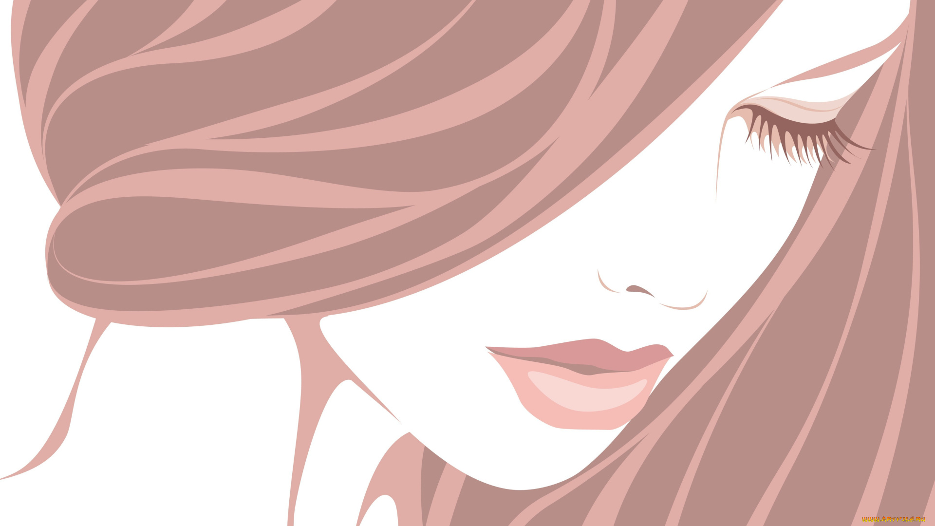 векторная, графика, девушки, , girls, волосы, закрытые, глаза, ресницы, девушка