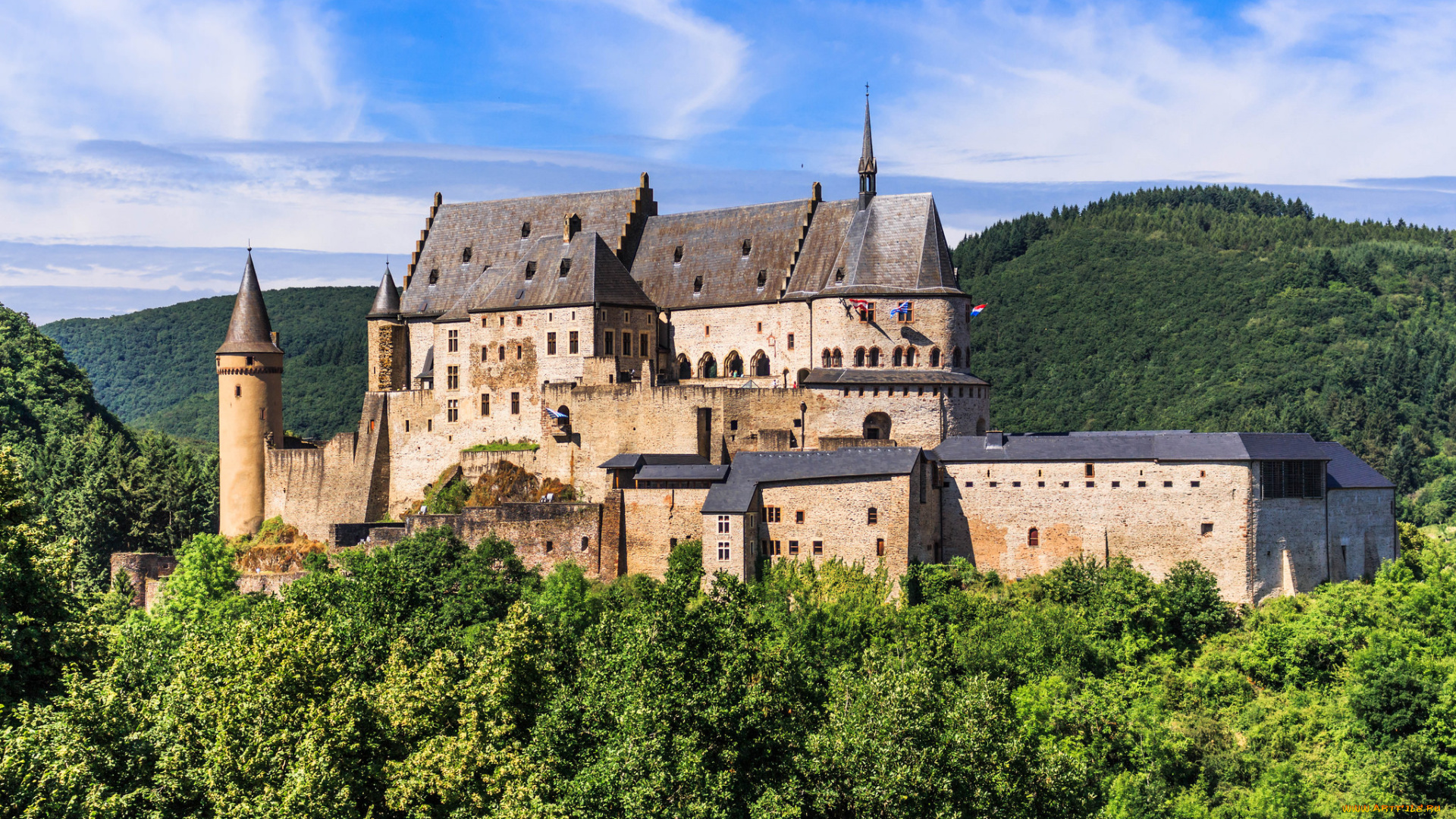 viandenluxemburg, города, -, дворцы, , замки, , крепости, замок, лес, горы