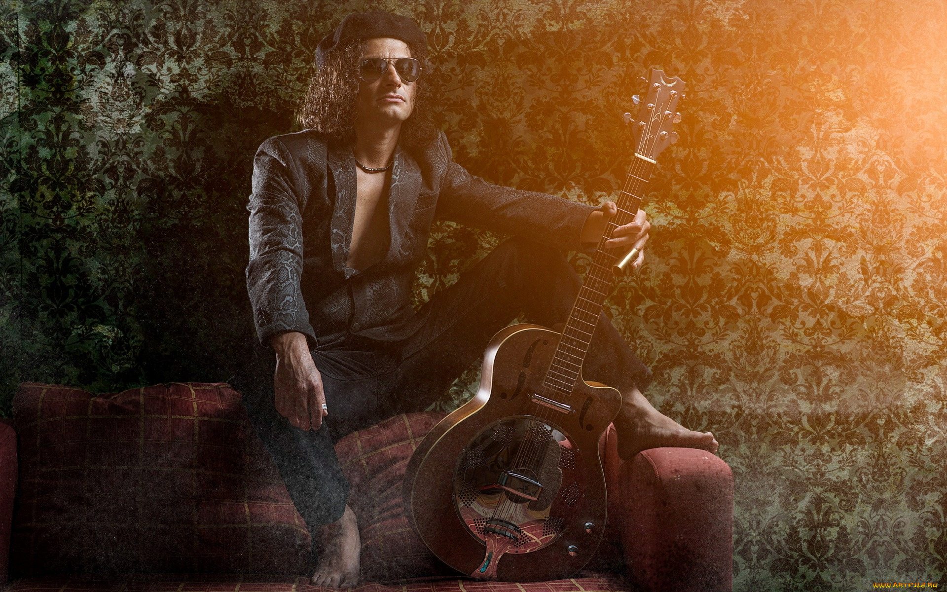 музыка, -, другое, гитара, человек