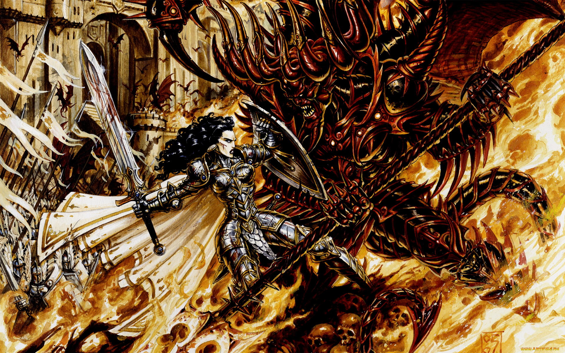 рисованное, -, другое, fight, devil, hell