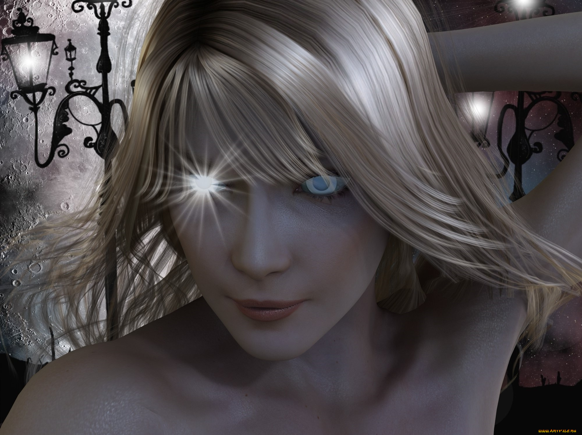 3д, графика, фантазия, , fantasy, девушка, взгляд, фон