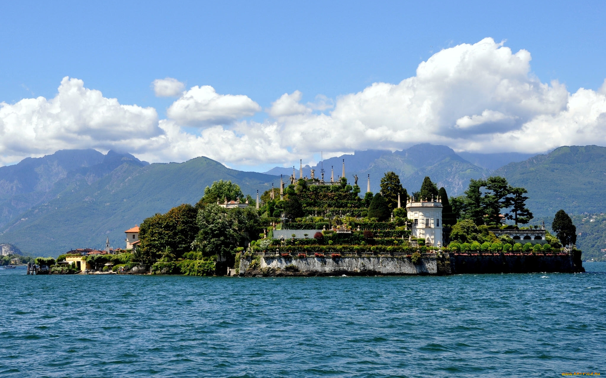 города, -, дворцы, , замки, , крепости, palazzo, borromeo, palace, isola, bella, piedmont, italy, lago, maggiore, alps, дворец, борромео, изола-белла, пьемонт, италия, озеро, лаго-маджоре, альпы, остров, горы, вода, облака