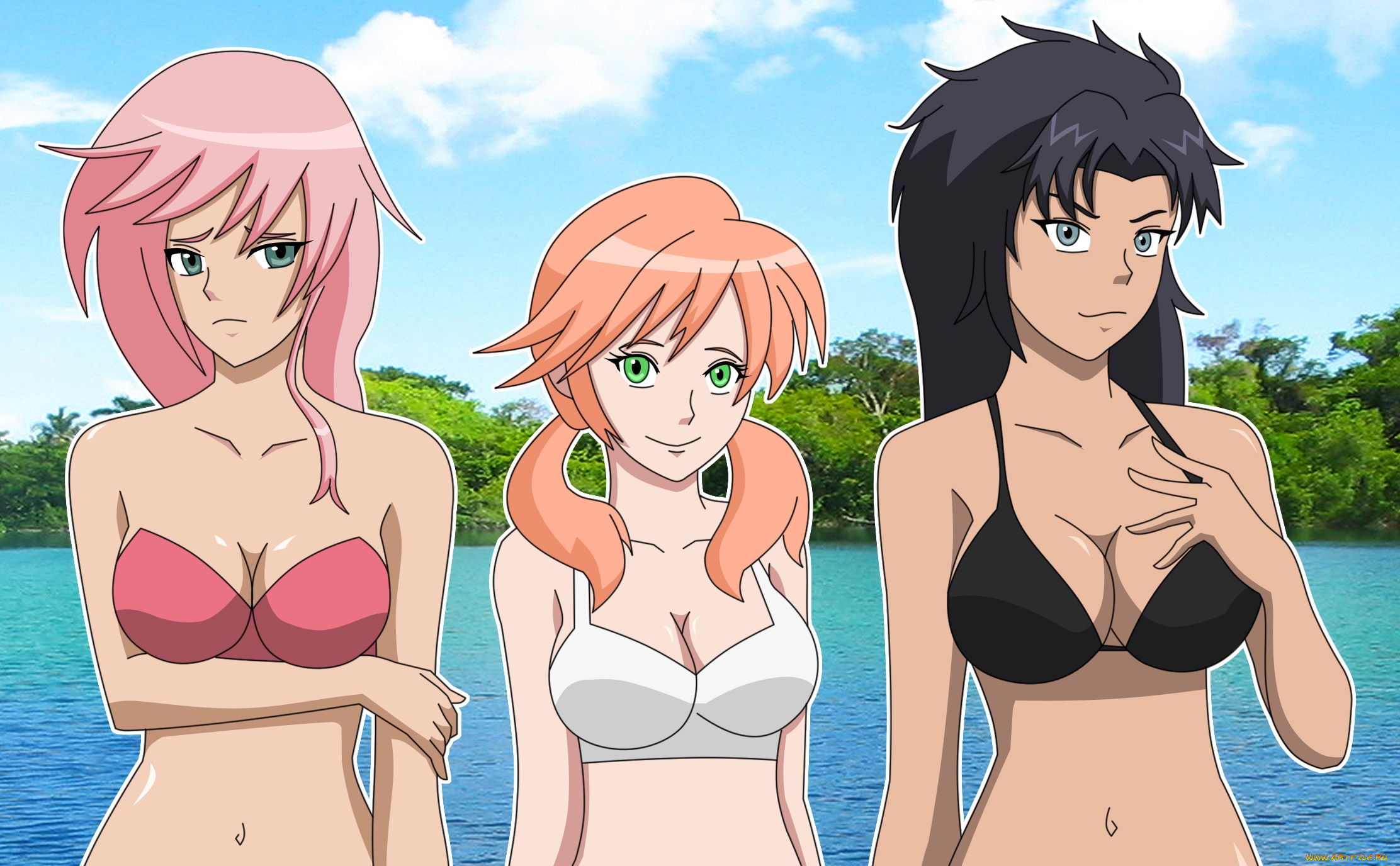 векторная, графика, девушки, , girls, девушки, взгляд, фон