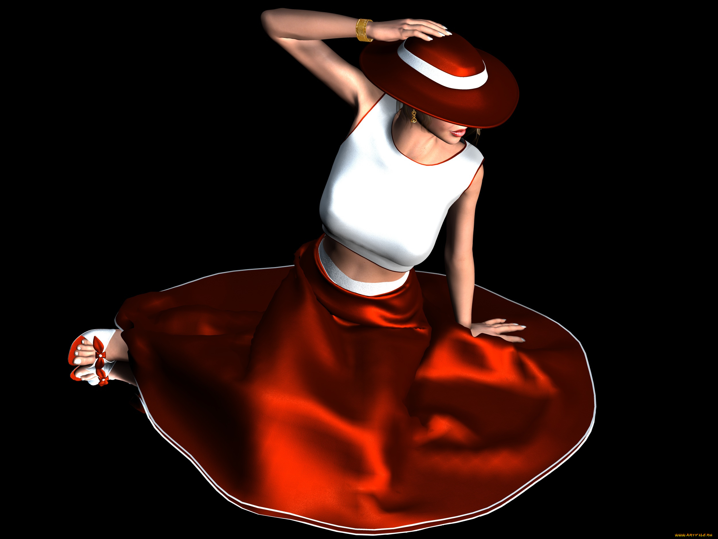 3д, графика, люди, , people, девушка, шляпа, юбка