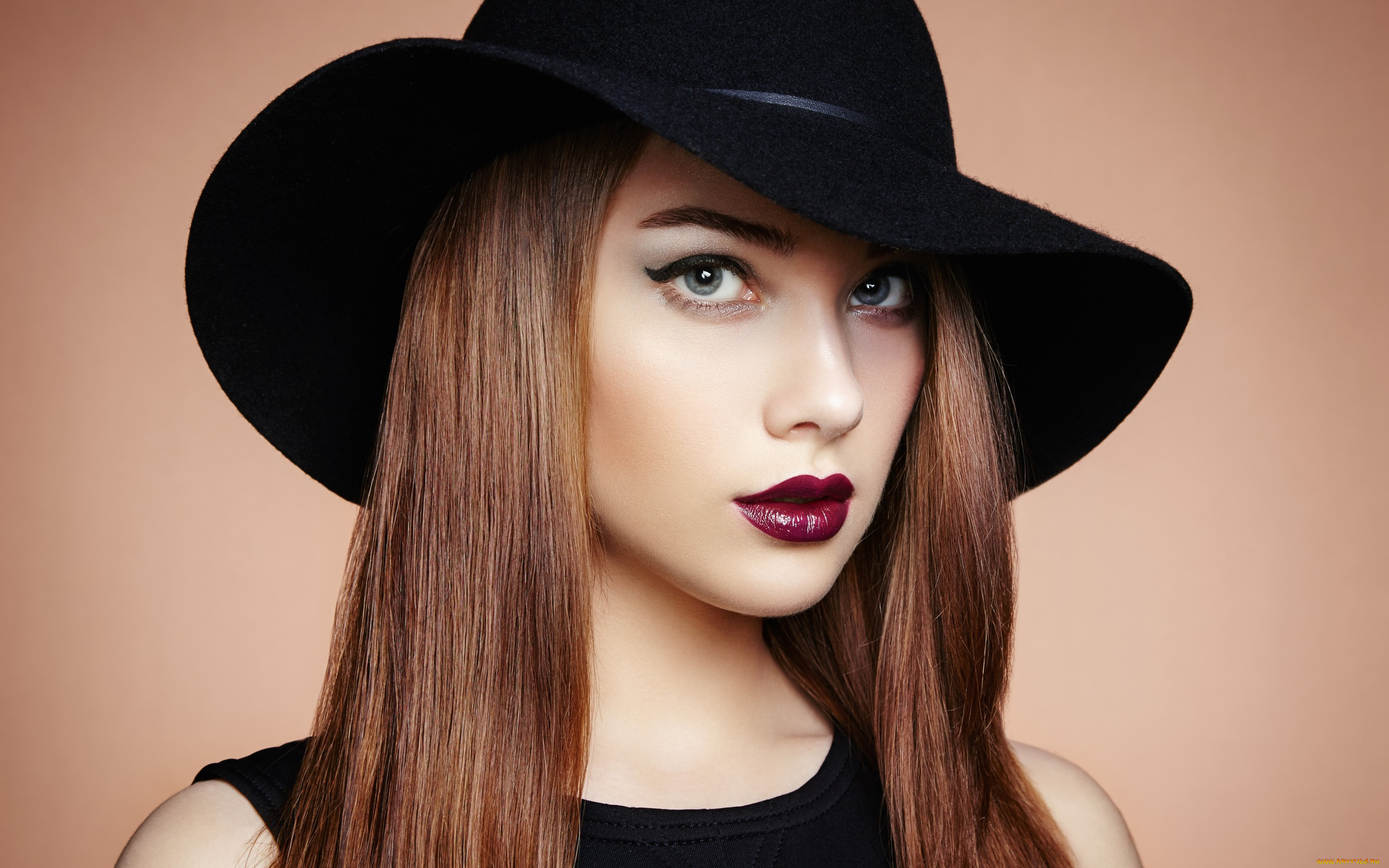 девушки, -unsort, , лица, , портреты, шляпа, взгляд, лицо, девушка, макияж