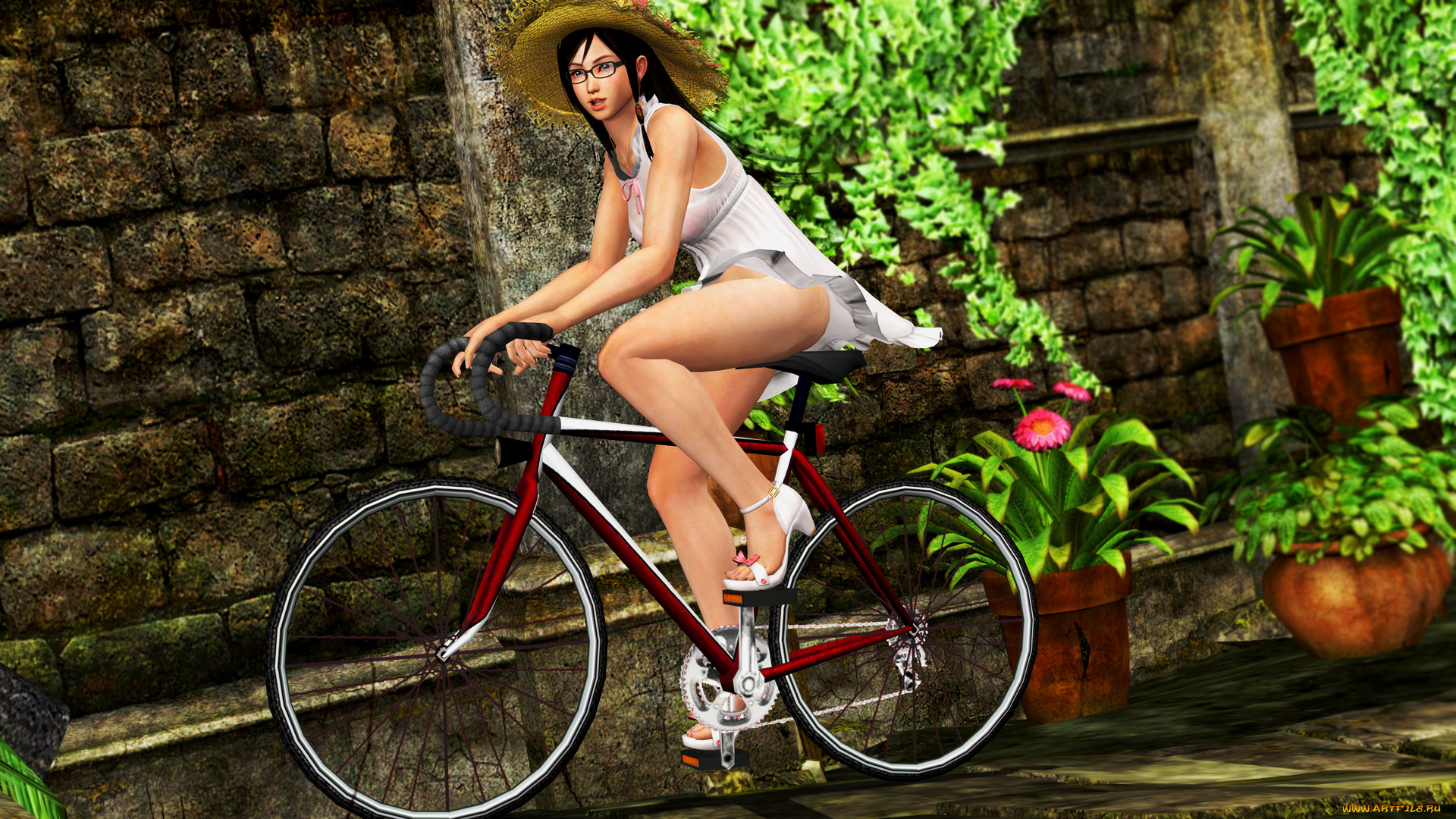 3д, графика, аниме, , anime, фон, взгляд, девушка