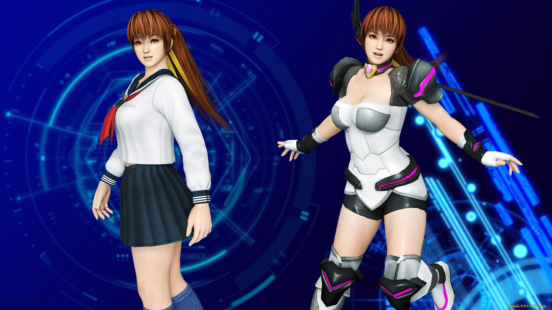 3д, графика, аниме, , anime, фон, взгляд, девушки