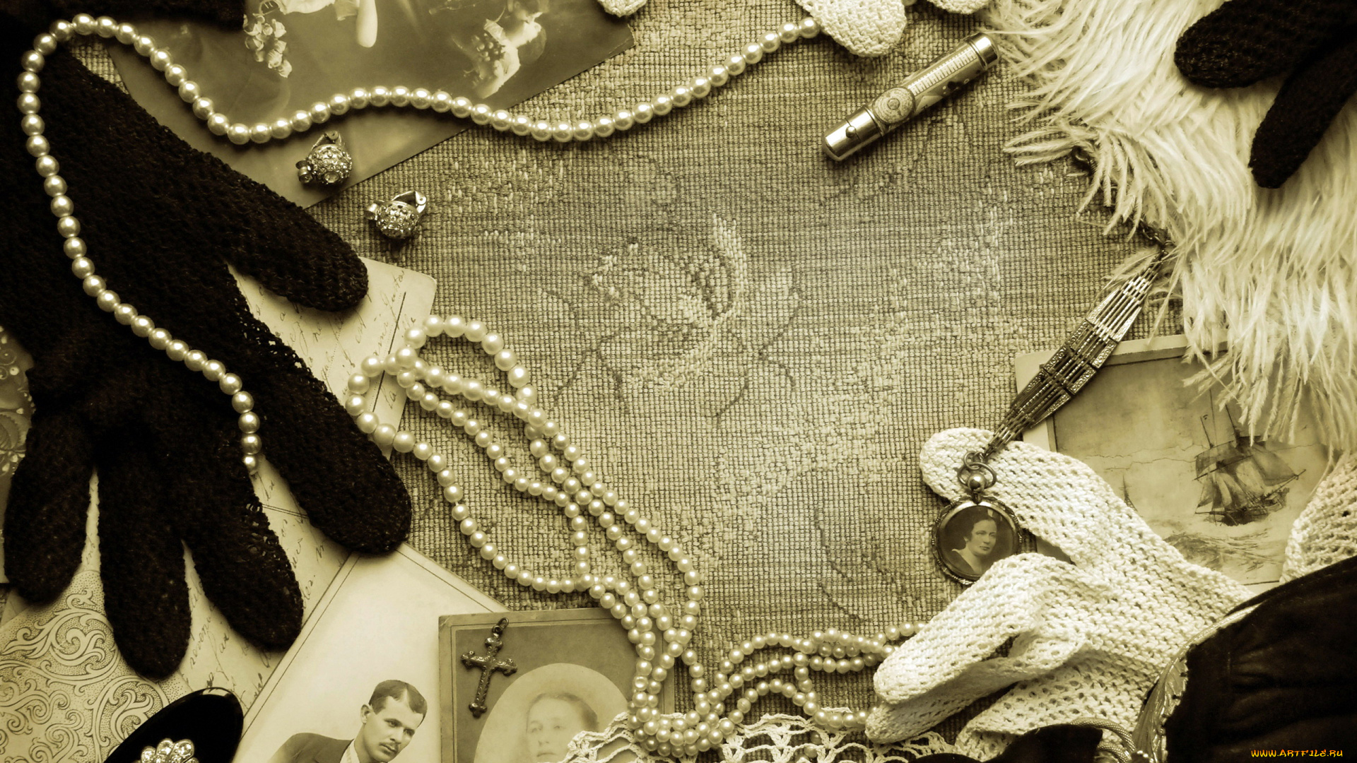 разное, ретро, , винтаж, перчатки, старина, фото, клипсы, бусы