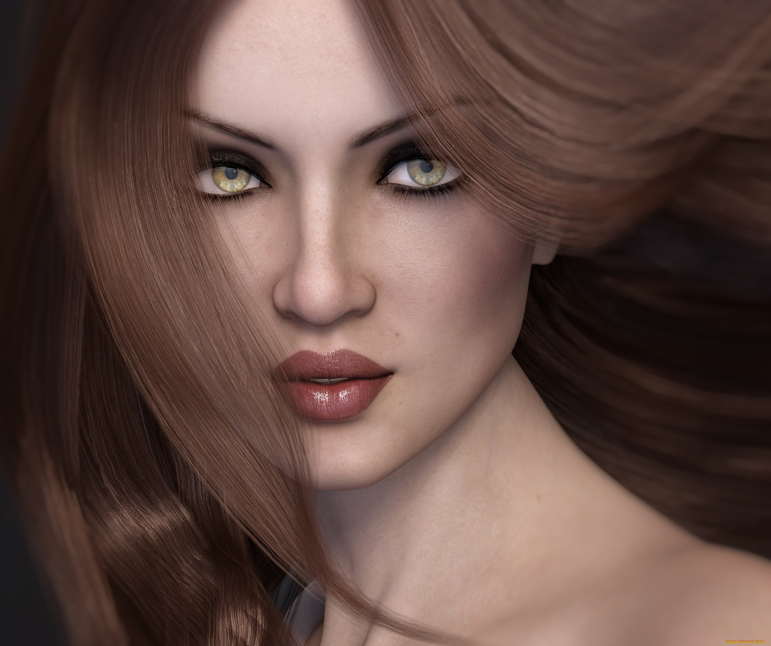 3д, графика, портрет, , portraits, взгляд, девушка, фон