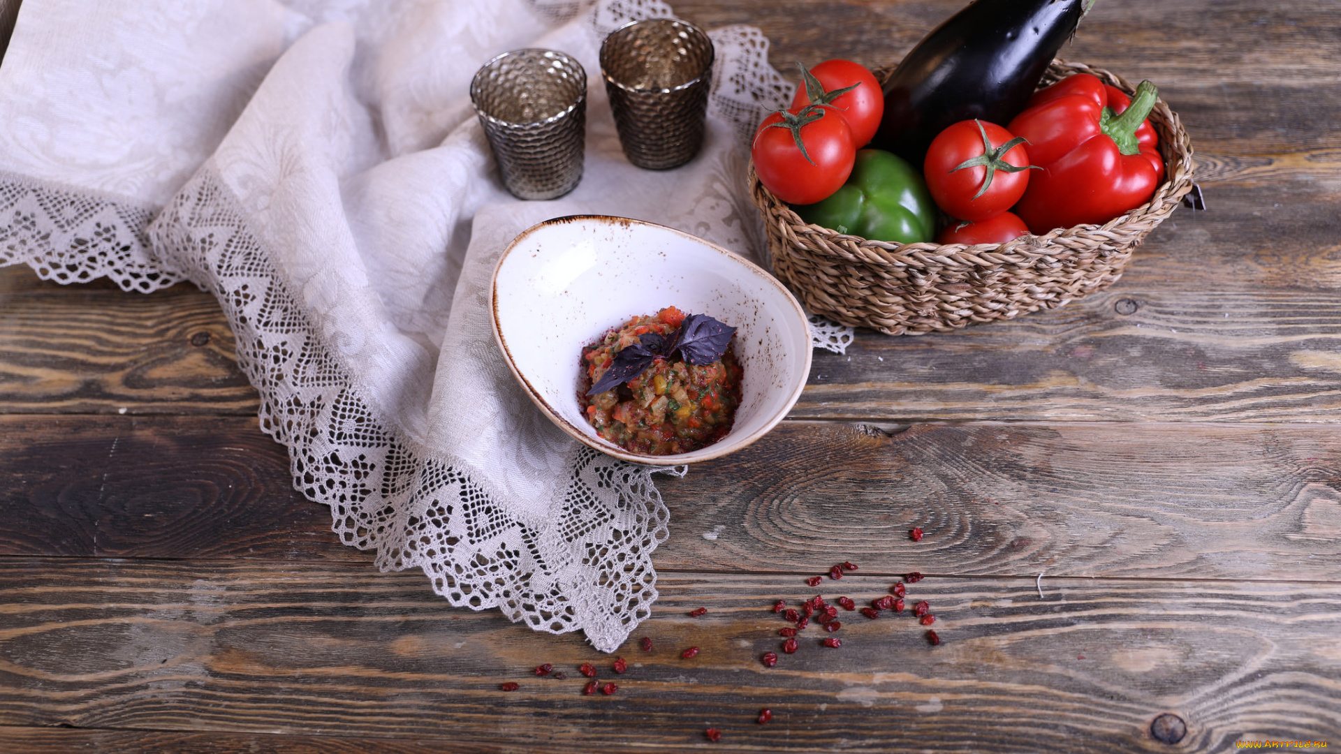 еда, разное, икра, овощи, перец, баклажан, салфетка