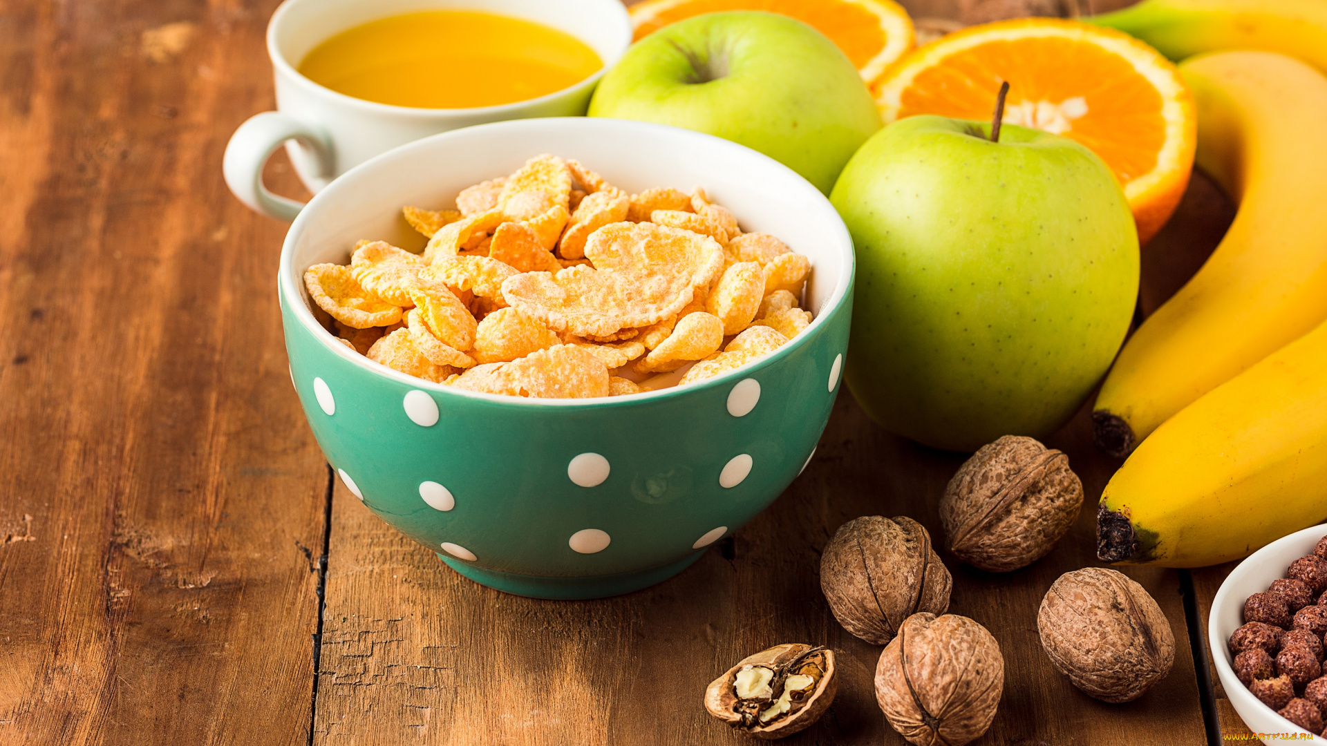 еда, разное, завтрак, хлопья, молоко, цитрусы, фрукты
