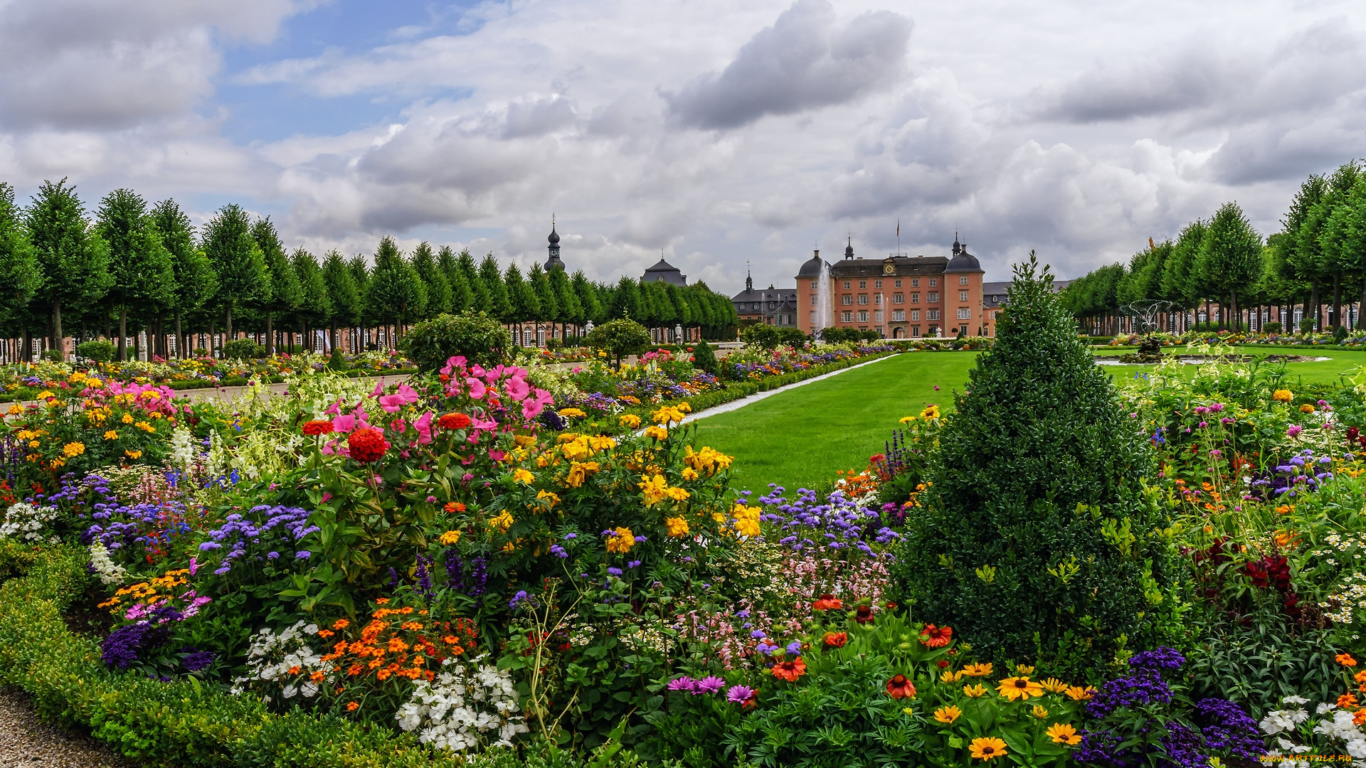 германия, города, -, пейзажи, цветы, деревья, здание, облака