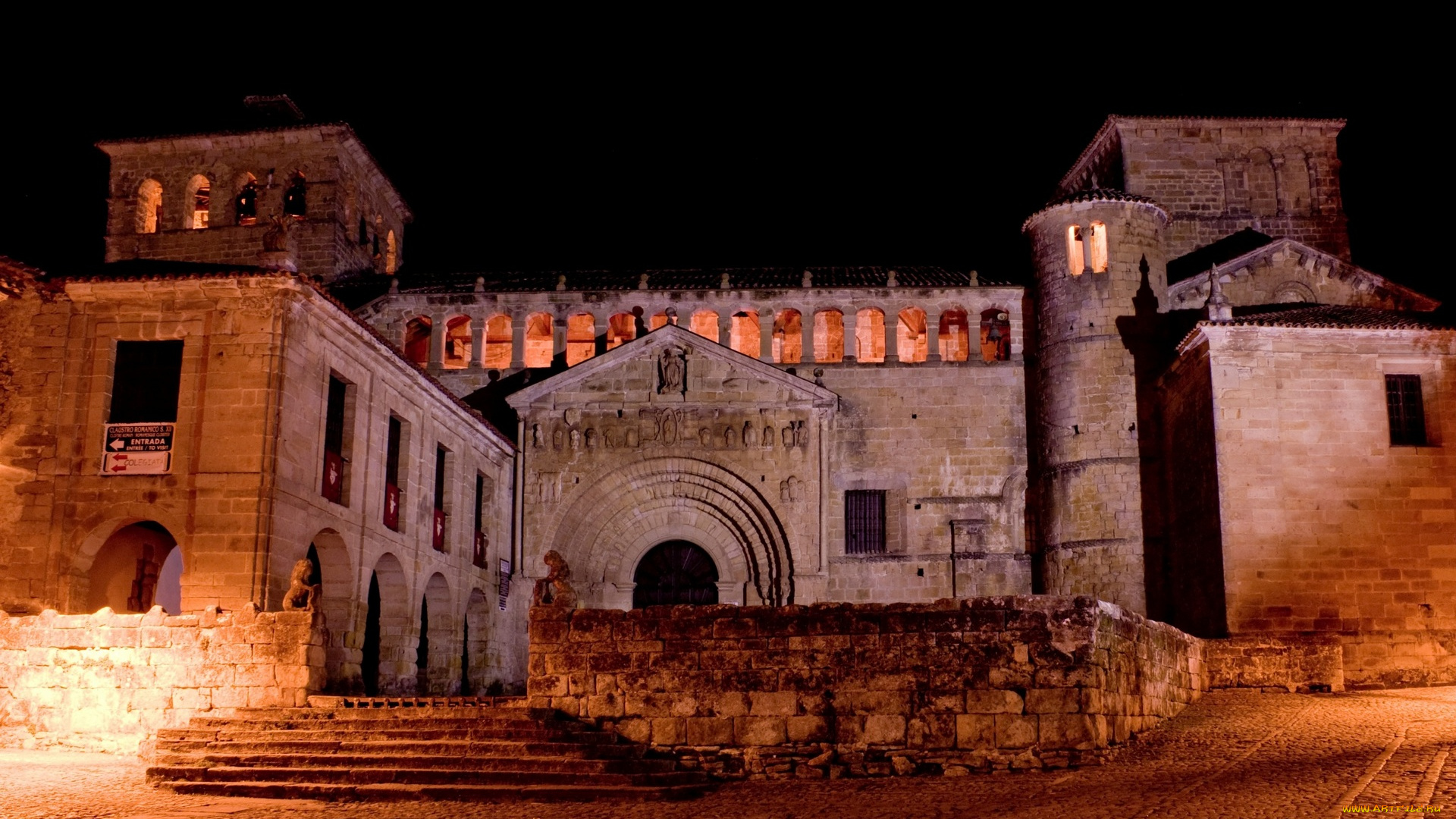 испания, города, -, дворцы, , замки, , крепости, освещение, ступени