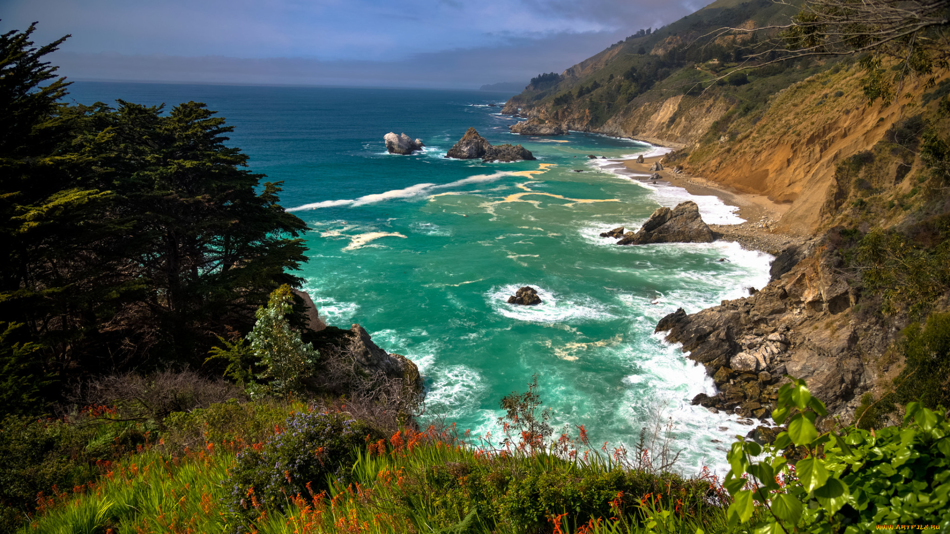 природа, побережье, берег, море