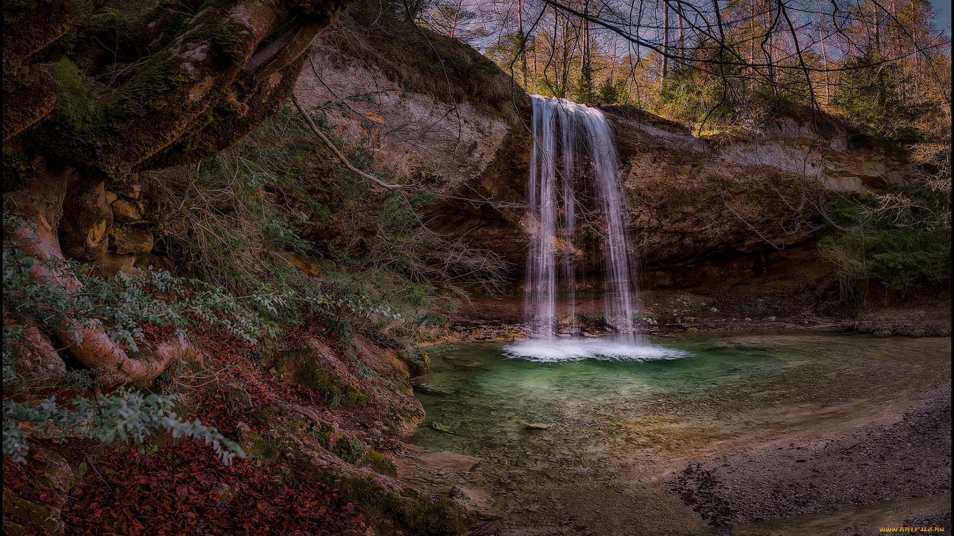 природа, водопады, лес, водопад, река