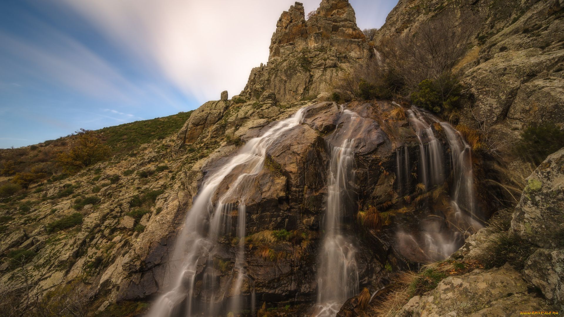 природа, водопады, водопад, река, лес