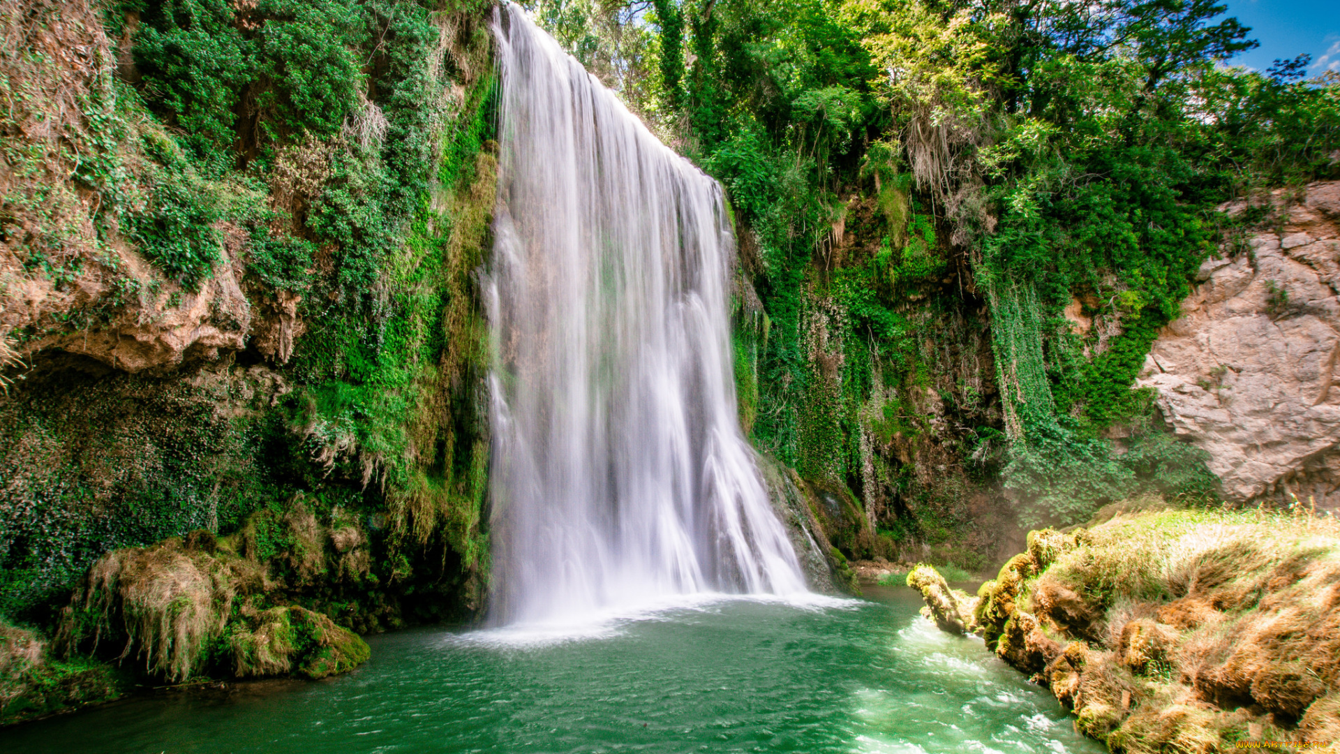 природа, водопады, водопад, река, лес