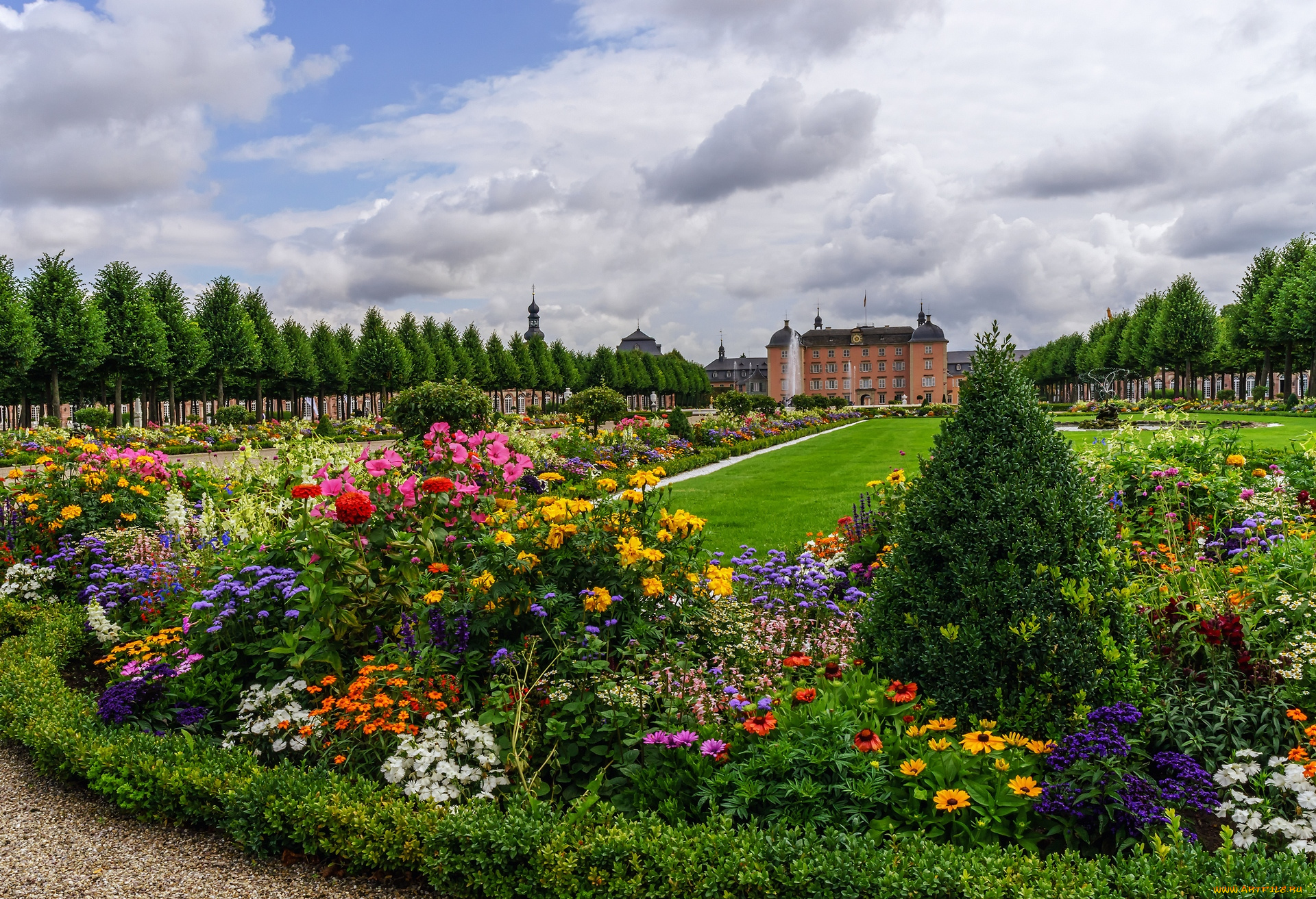 германия, города, -, пейзажи, цветы, деревья, здание, облака