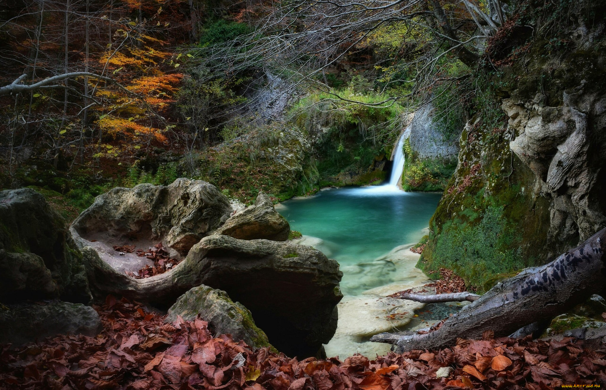 природа, водопады, водопад, река, лес