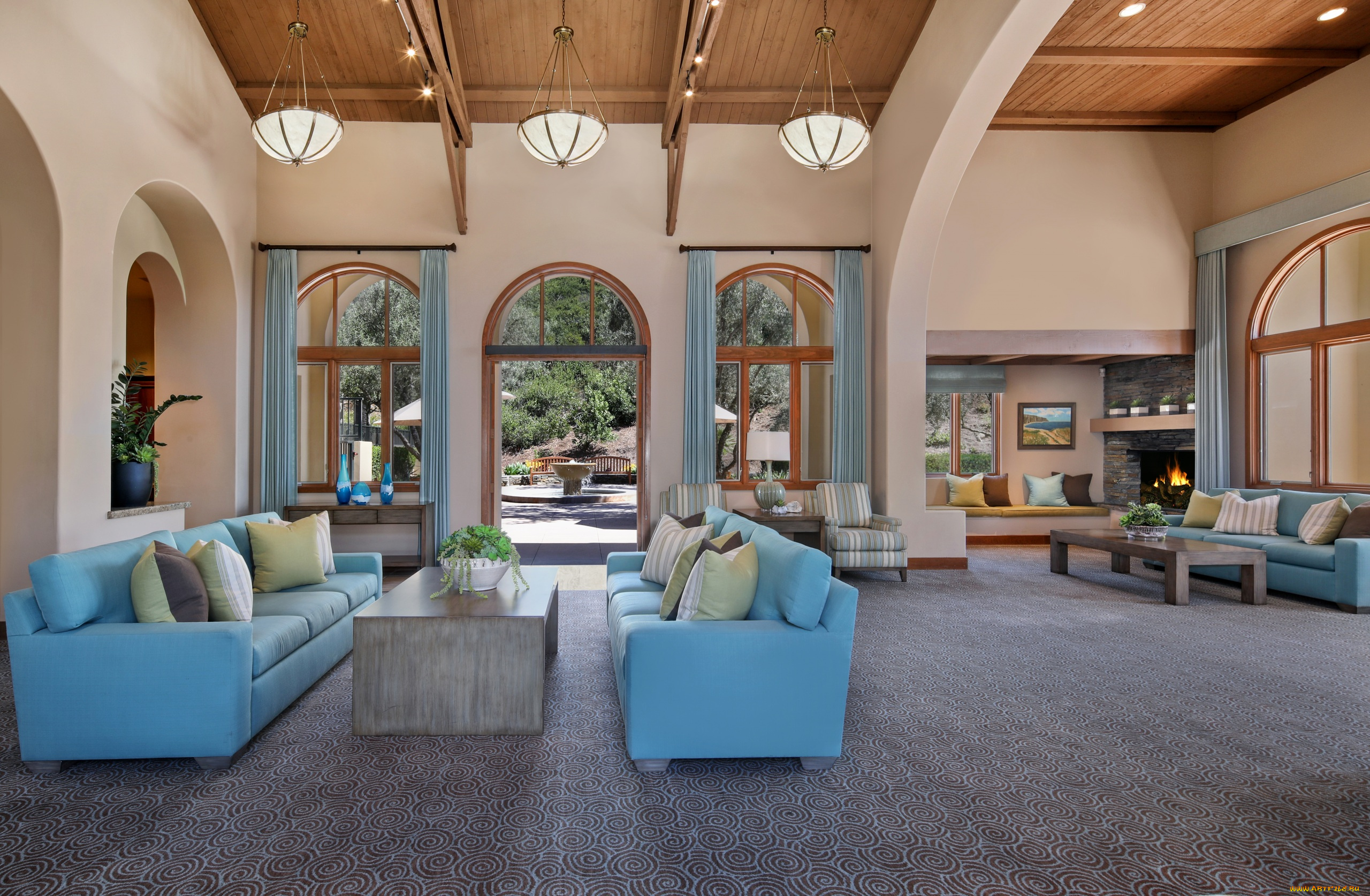 интерьер, гостиная, living, room, стиль, цветы, style, colors, furniture, fireplace, мебель, камин