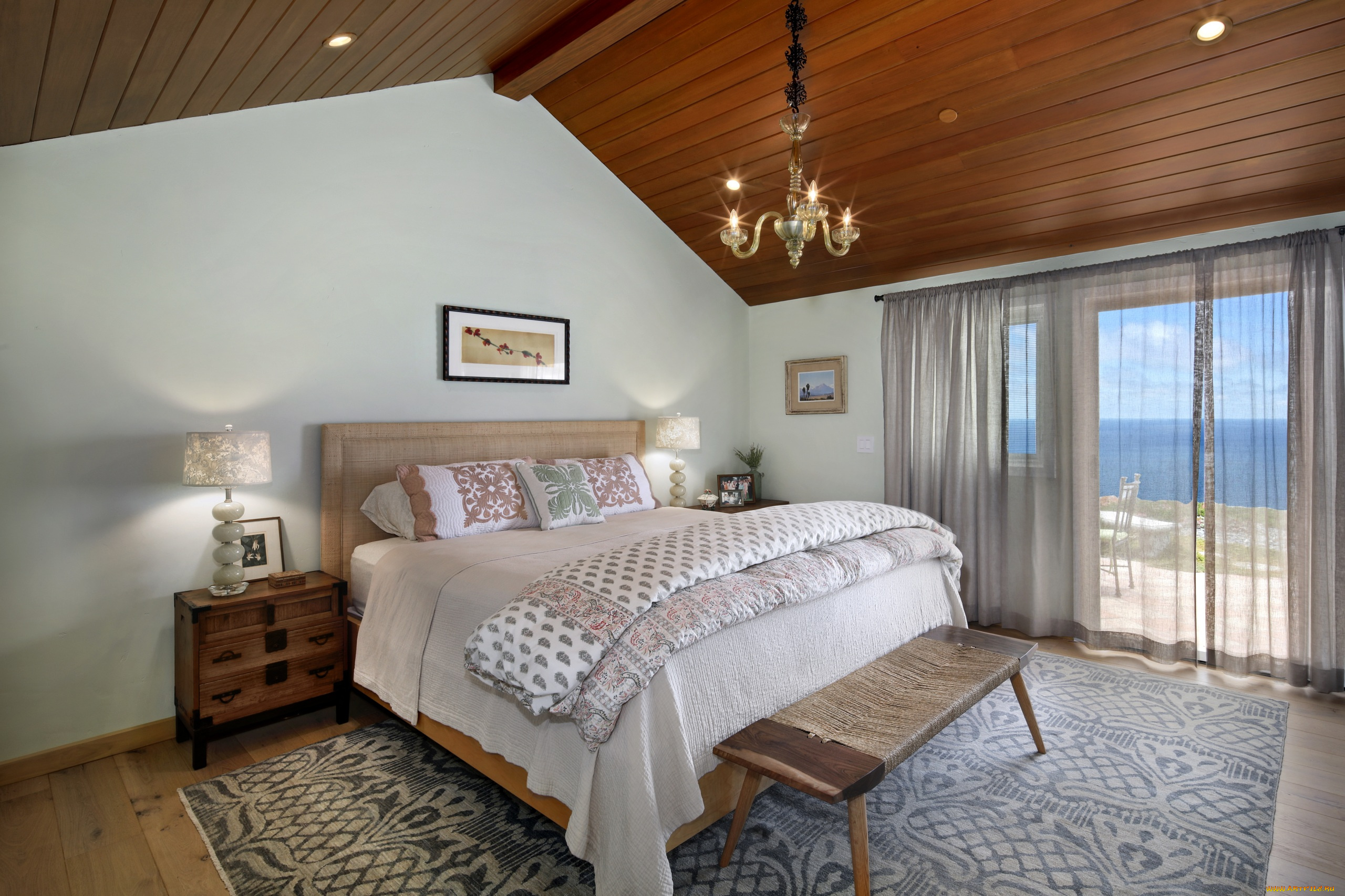 интерьер, спальня, стиль, рамка, светильник, мебель