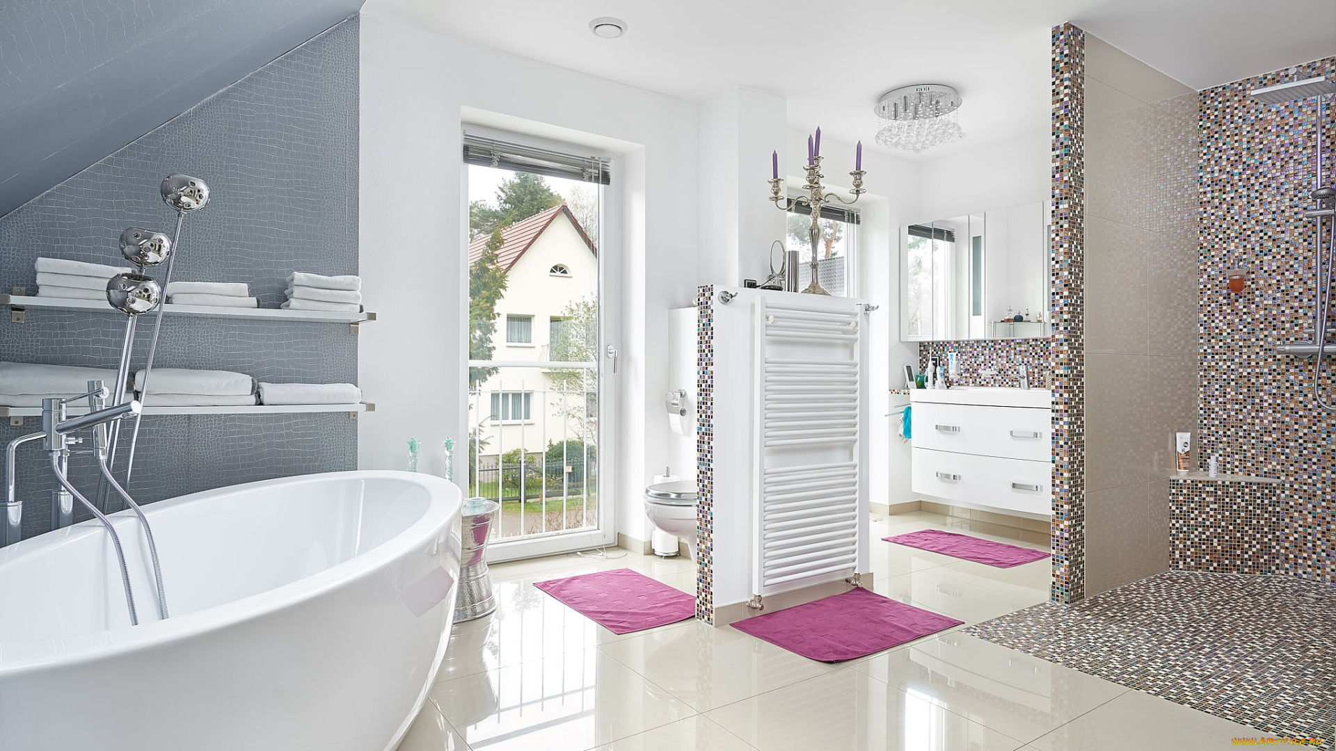 3д, графика, реализм, , realism, плитка, душ, ванна, ванная, комната, дизайн