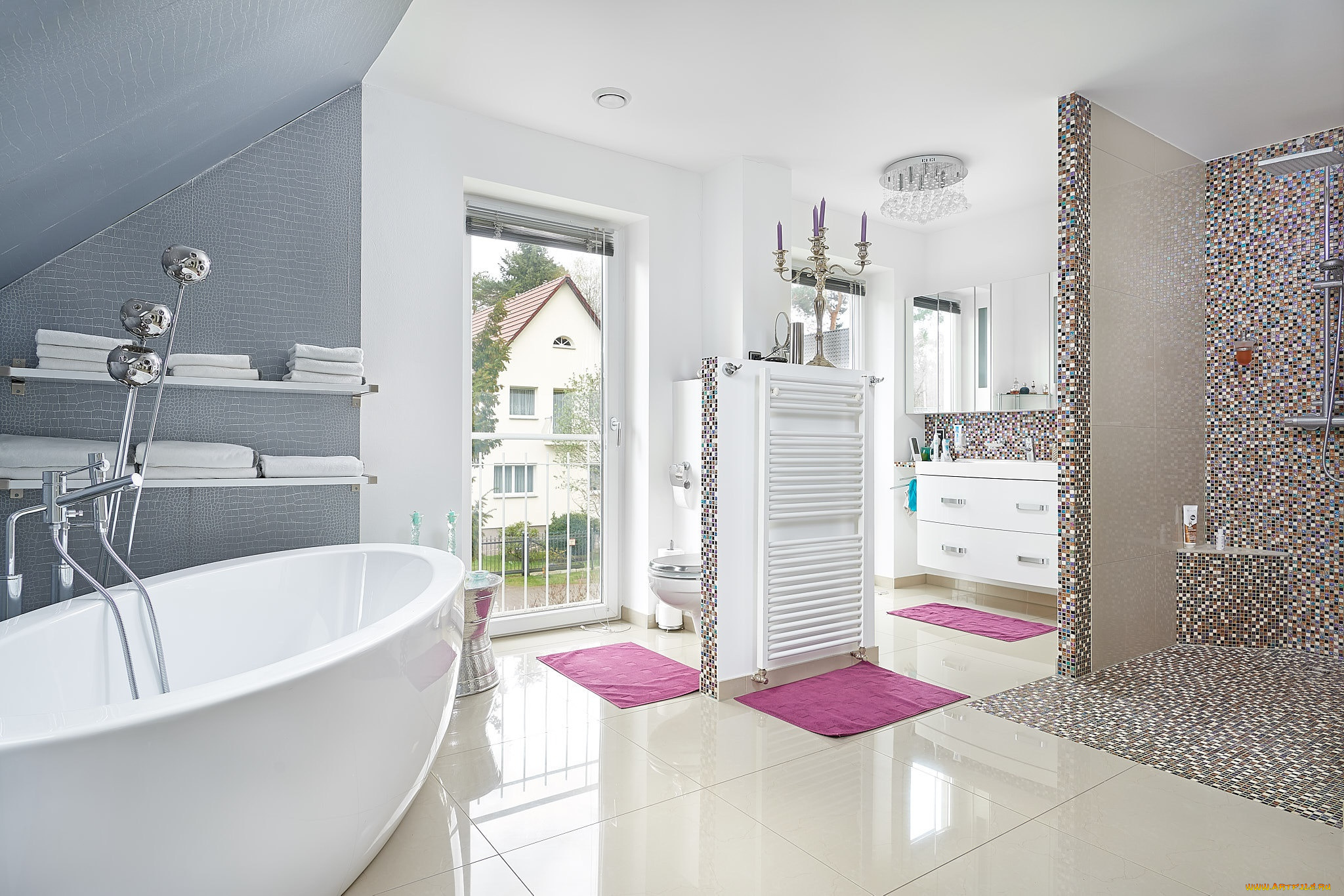 3д, графика, реализм, , realism, плитка, душ, ванна, ванная, комната, дизайн