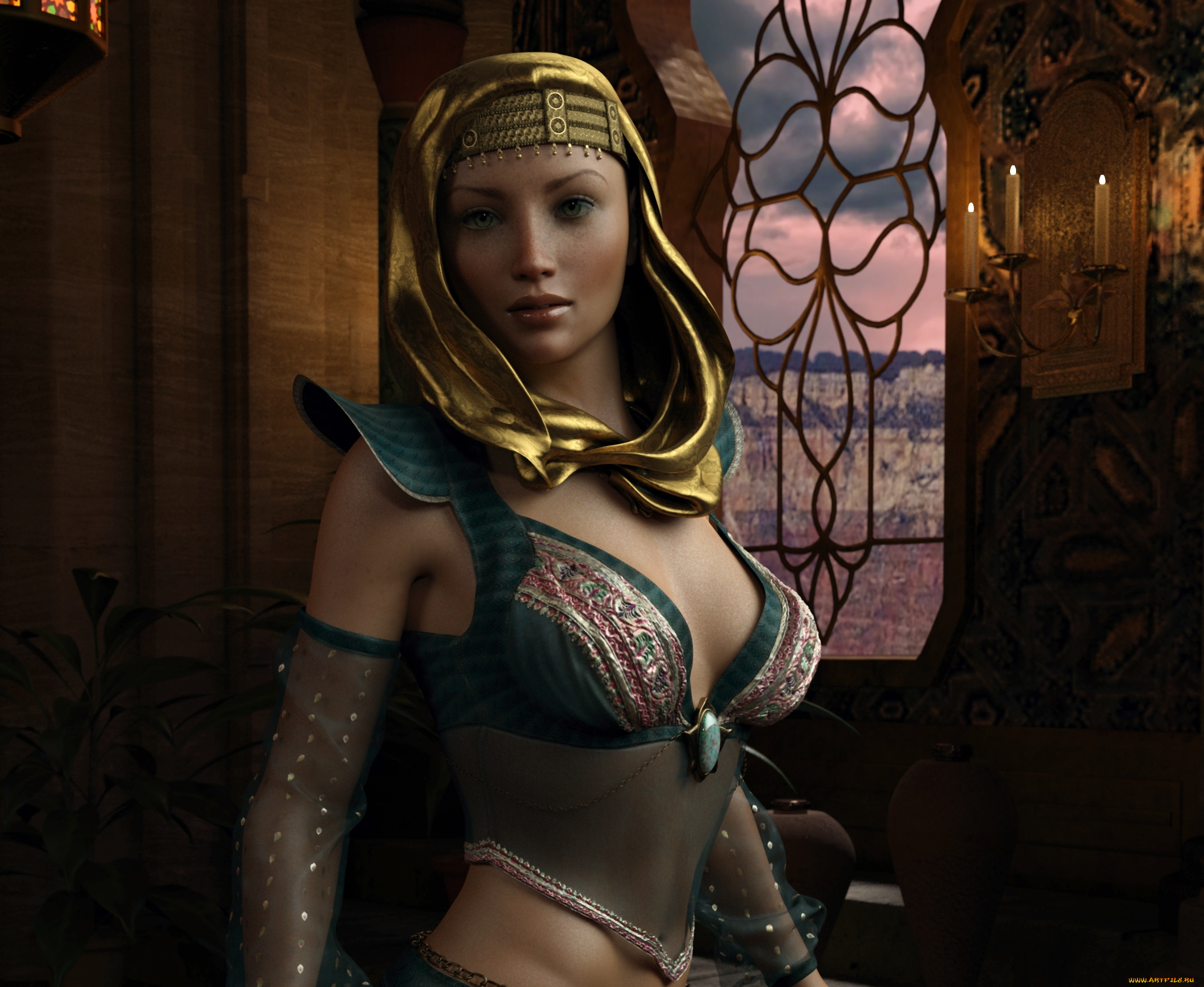 3д, графика, фантазия, , fantasy, девушка, фон, взгляд