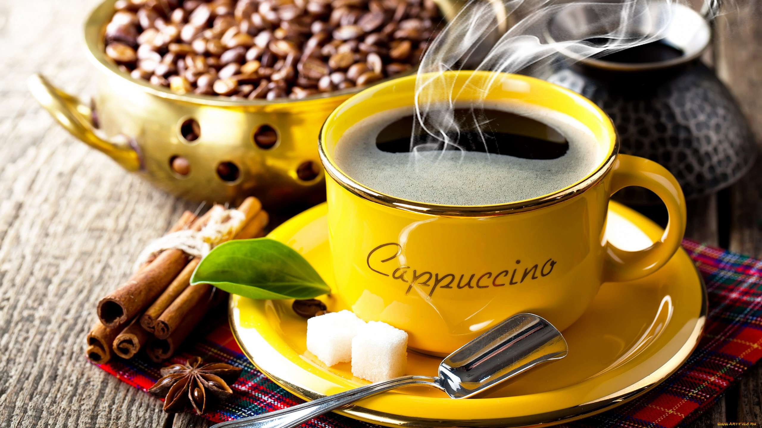 еда, кофе, , кофейные, зёрна, корица, пар