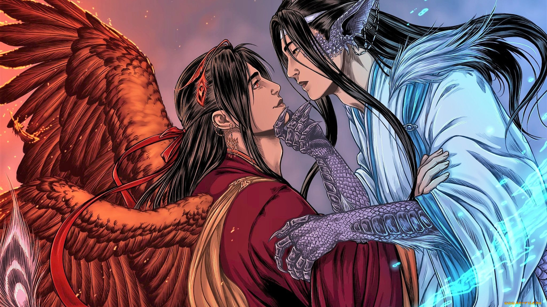 аниме, mo, dao, zu, shi, вэй, усянь, лань, ванцзи, феникс, дракон