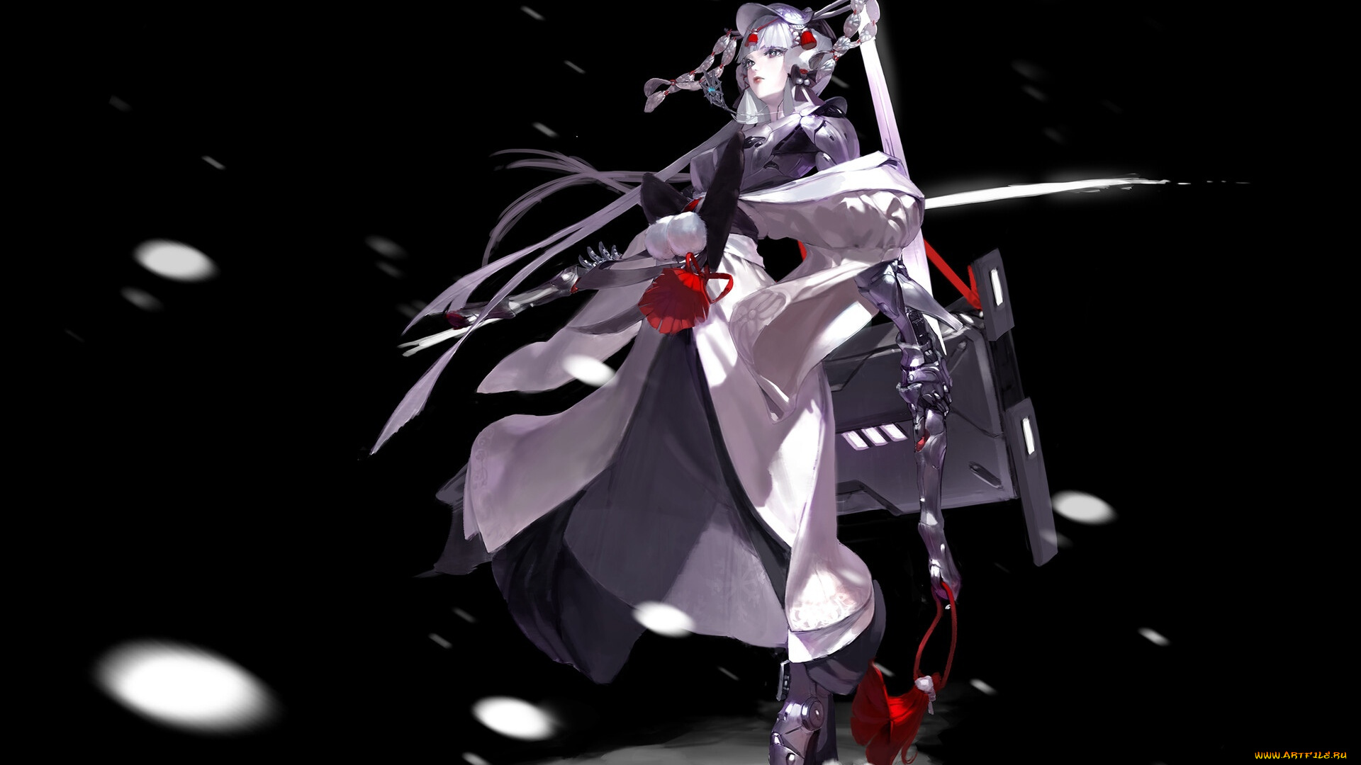 аниме, оружие, , техника, , технологии, девушка, снег