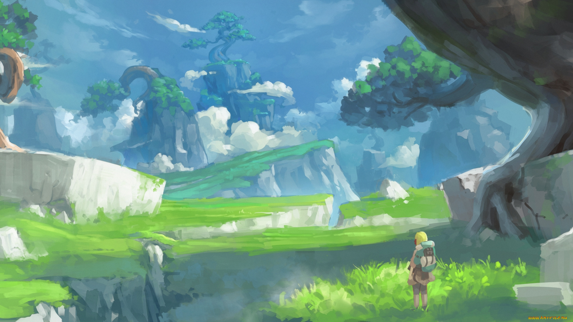 аниме, пейзажи, , природа, девушка